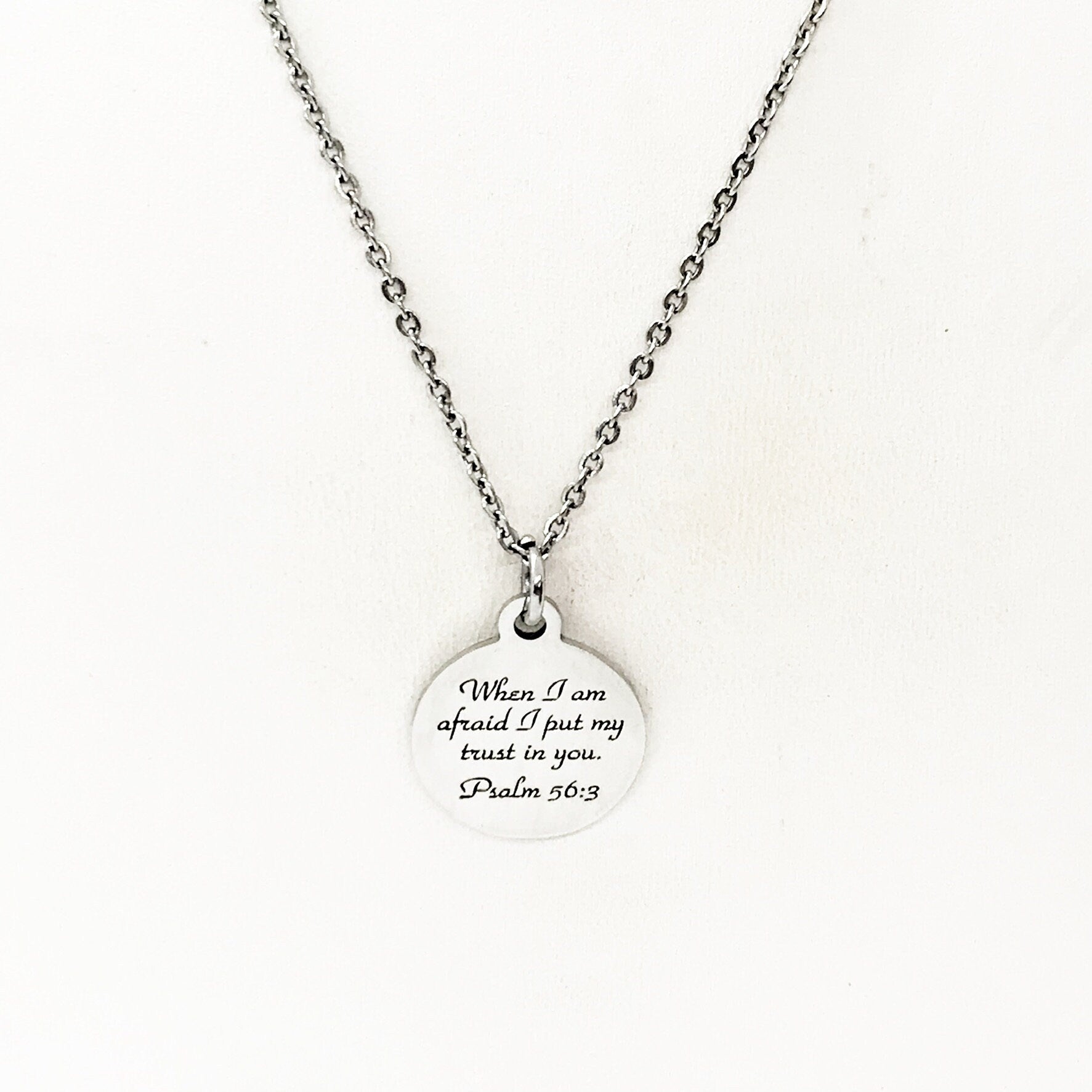 Scripture Gift, When I Am Afraid I Put My Trust In You Necklace, Psalm 56 3, Scripture Quote, Scripture Jewelry, Gift For Her, Faith Gift