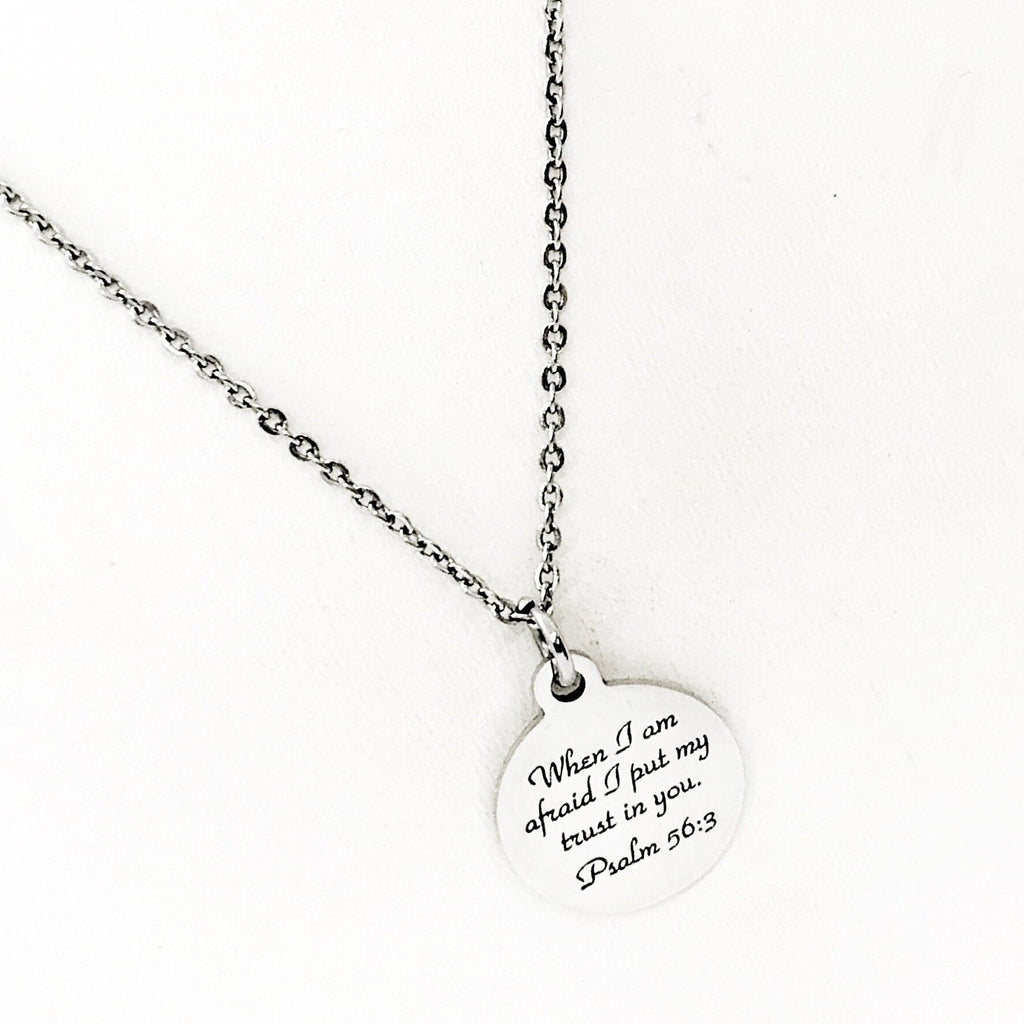 Scripture Gift, When I Am Afraid I Put My Trust In You Necklace, Psalm 56 3, Scripture Quote, Scripture Jewelry, Gift For Her, Faith Gift