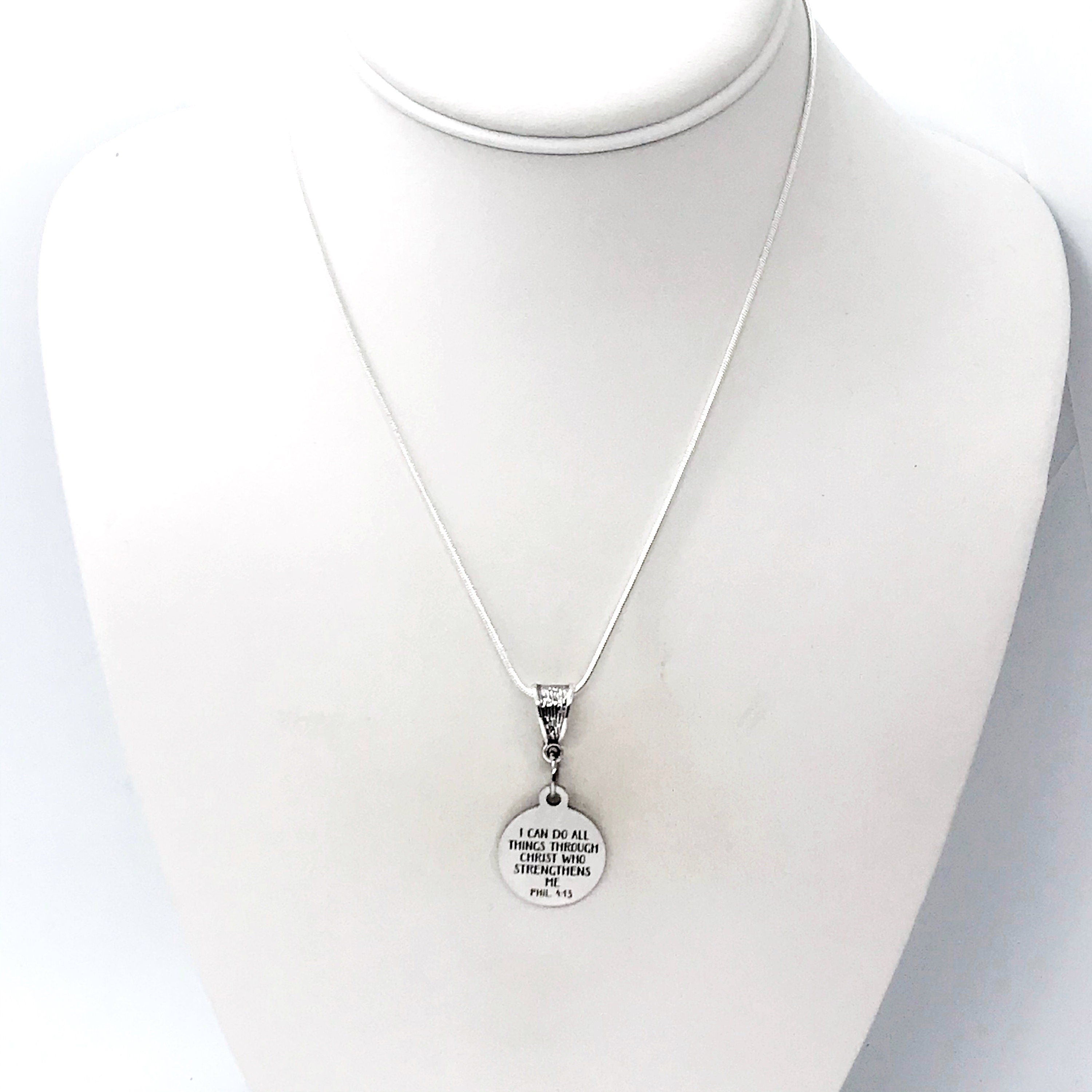 Scripture Gift, I Can Do All Things Through Christ Who Strengthens Me Necklace, Philippians 4 13, Bible Verse Gift, Scripture Quote