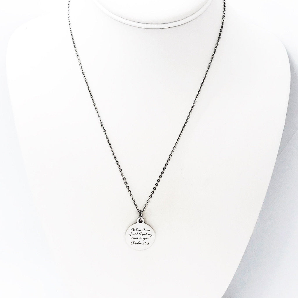 Scripture Gift, When I Am Afraid I Put My Trust In You Necklace, Psalm 56 3, Scripture Quote, Scripture Jewelry, Gift For Her, Faith Gift