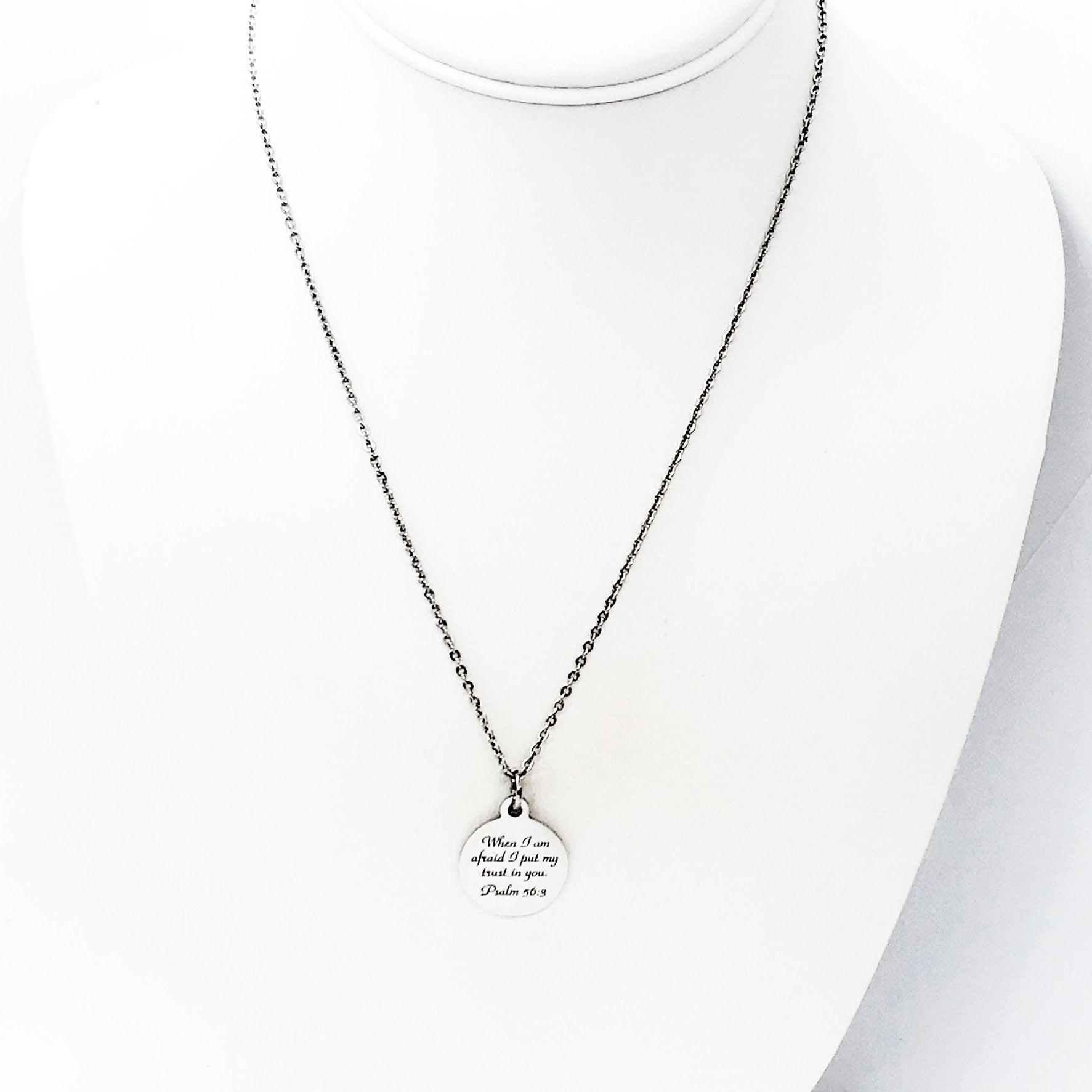 Scripture Gift, When I Am Afraid I Put My Trust In You Necklace, Psalm 56 3, Scripture Quote, Scripture Jewelry, Gift For Her, Faith Gift