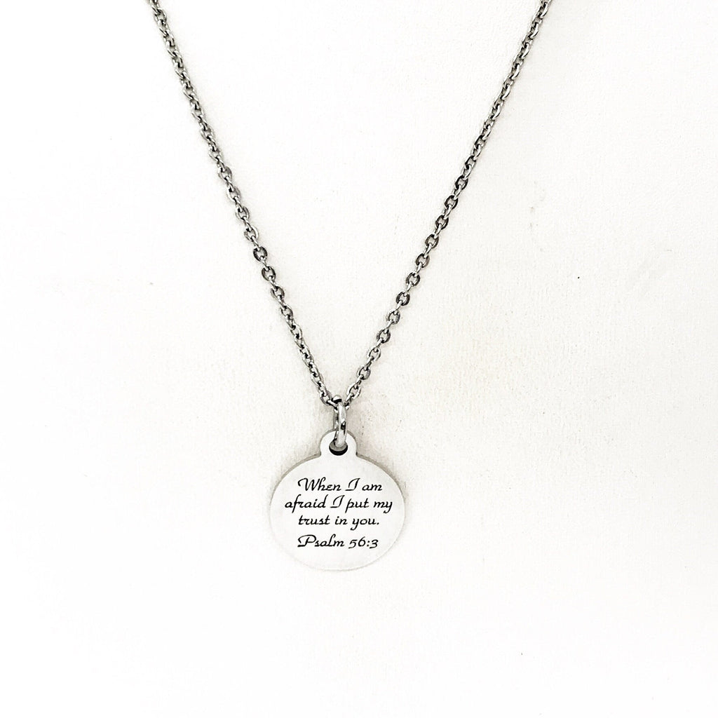Scripture Gift, When I Am Afraid I Put My Trust In You Necklace, Psalm 56 3, Scripture Quote, Scripture Jewelry, Gift For Her, Faith Gift
