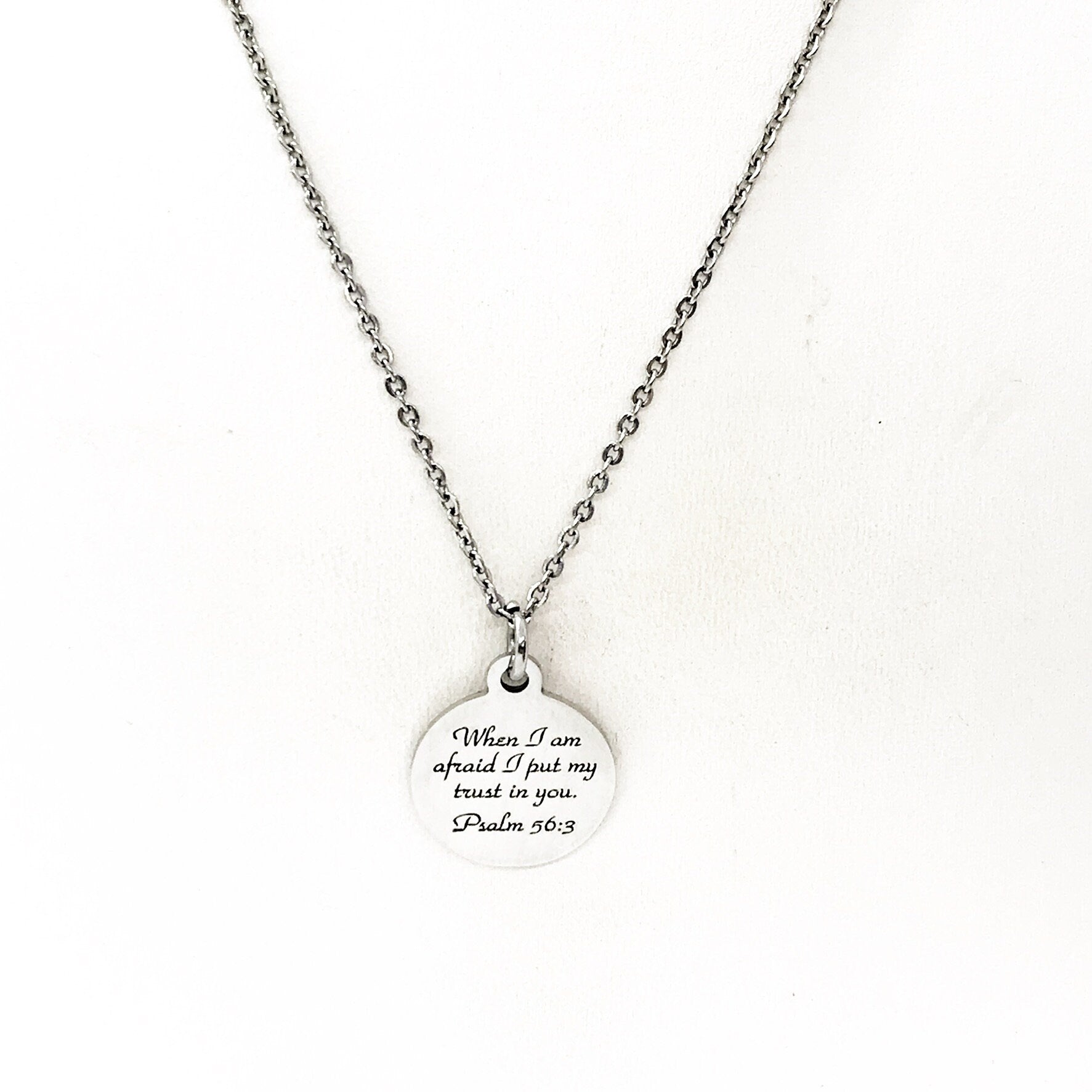 Scripture Gift, When I Am Afraid I Put My Trust In You Necklace, Psalm 56 3, Scripture Quote, Scripture Jewelry, Gift For Her, Faith Gift