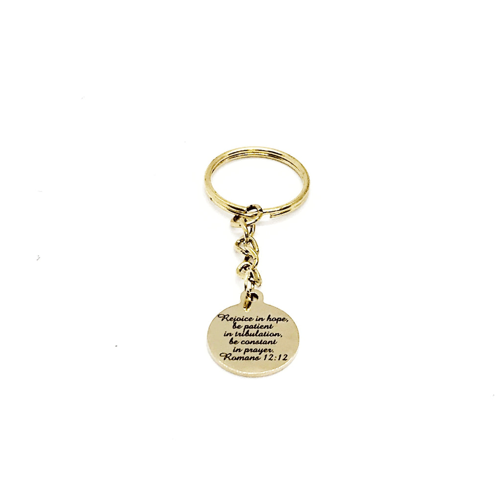 Scripture Gift, Rejoice In Hope Keychain, Romans 12 12, Christian Gift, Scripture Quote, Baptism Gift, Believer Gift, Faith Quote