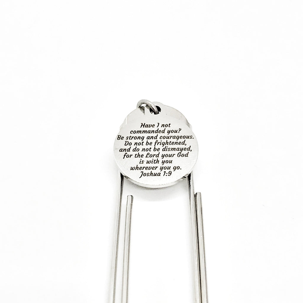 Scripture Gift, Bible Bookmark, Be Strong And Courageous, Joshua 1 9, Charm Bookmark, Planner Bookmark, Reader Gift, Christian Gift