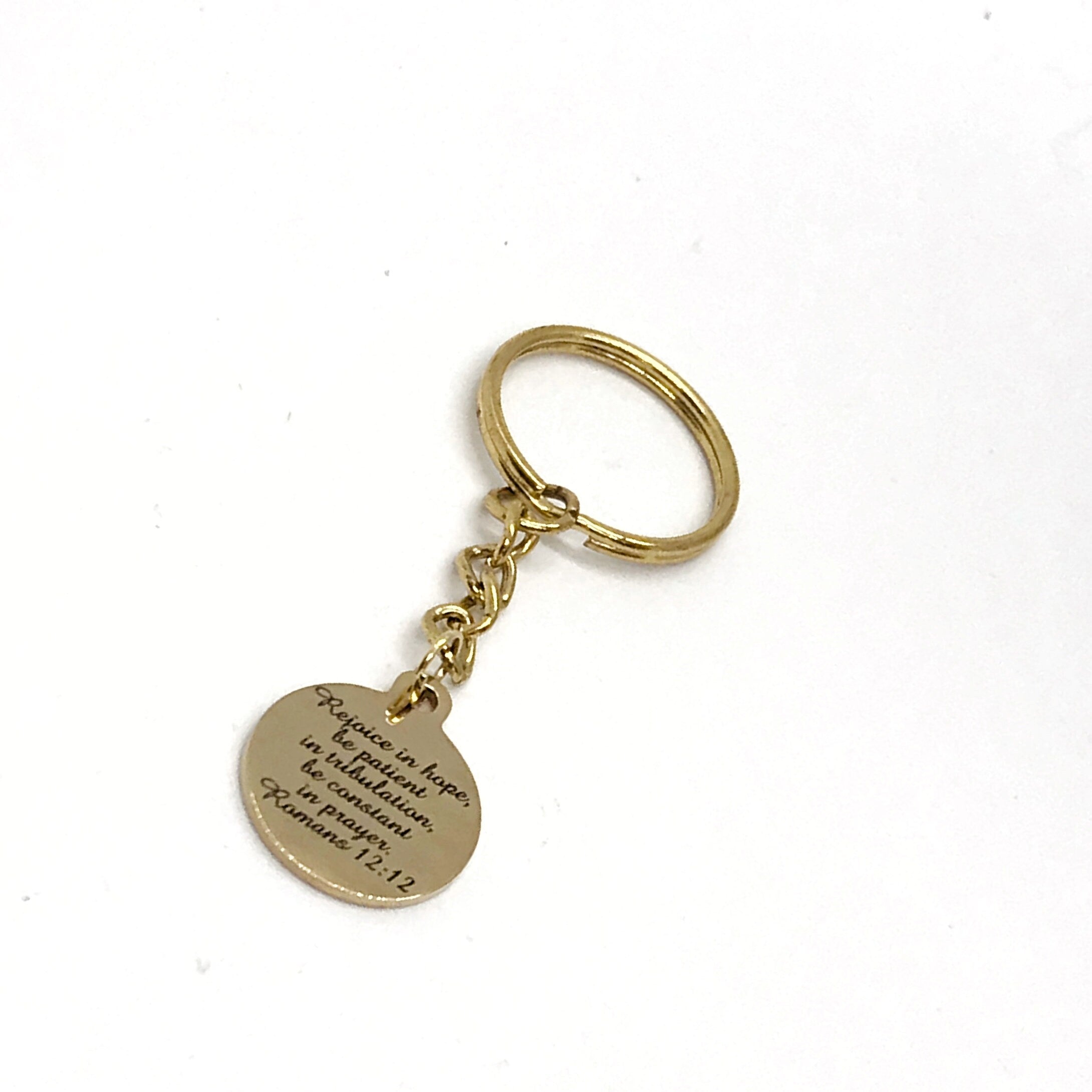 Scripture Gift, Rejoice In Hope Keychain, Romans 12 12, Christian Gift, Scripture Quote, Baptism Gift, Believer Gift, Faith Quote