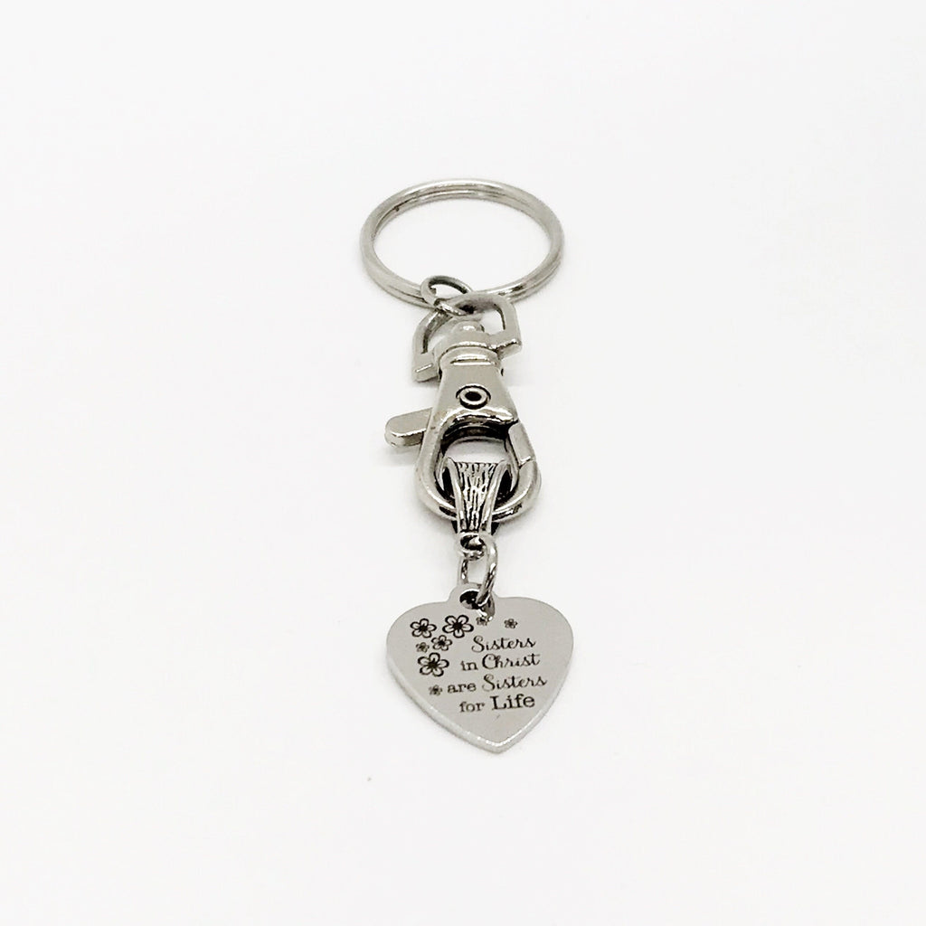 Christian Gift, Sisters In Christ Are Sisters For Life Keychain, Christian Woman Keychain, Bible Study Group, Faith Gift, C309