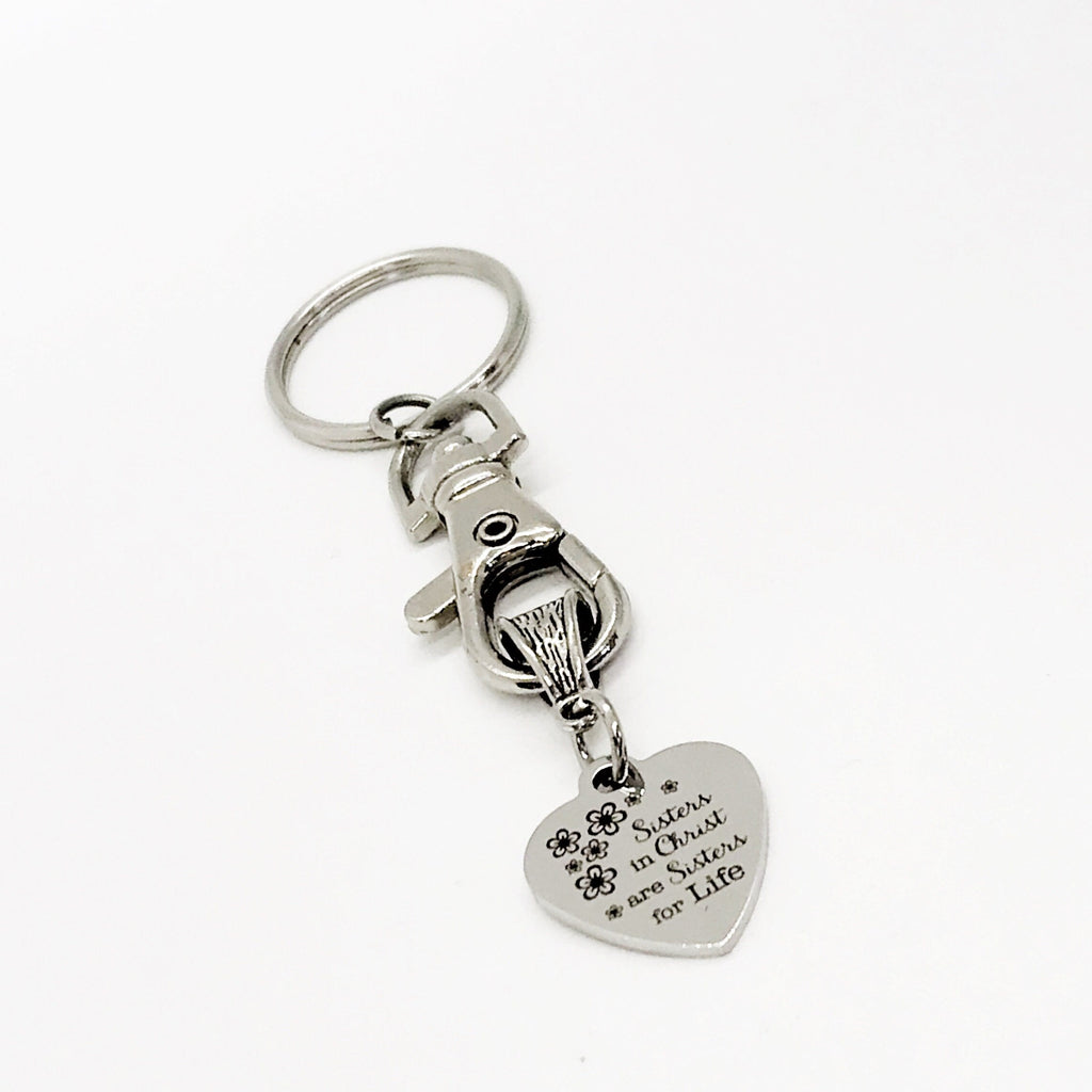 Christian Gift, Sisters In Christ Are Sisters For Life Keychain, Christian Woman Keychain, Bible Study Group, Faith Gift, C309