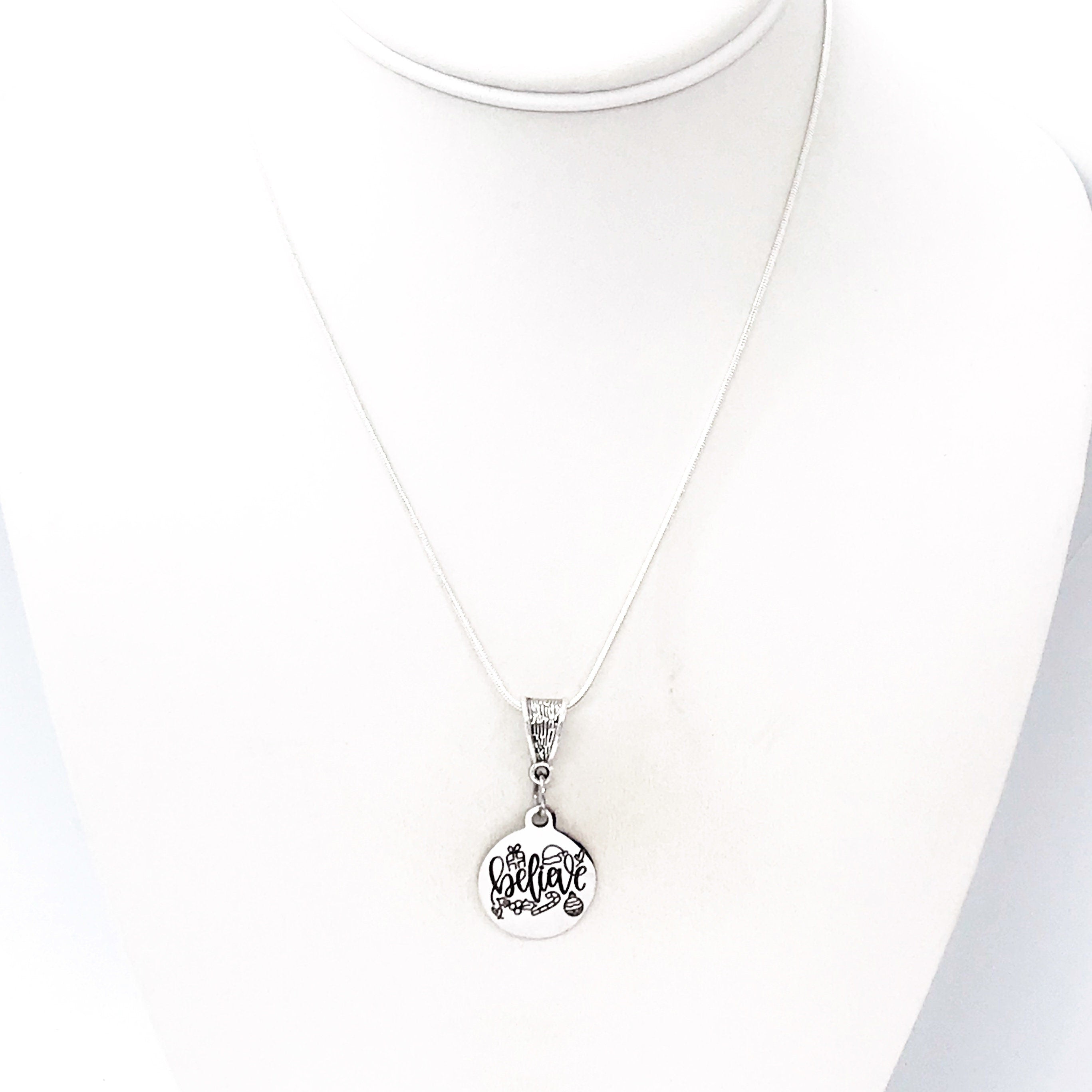 Christmas Jewelry, Believe Necklace, Christmas Necklace, Affirmation Jewelry, Affirmation Words, Christmas Gifts, Believe Jewelry