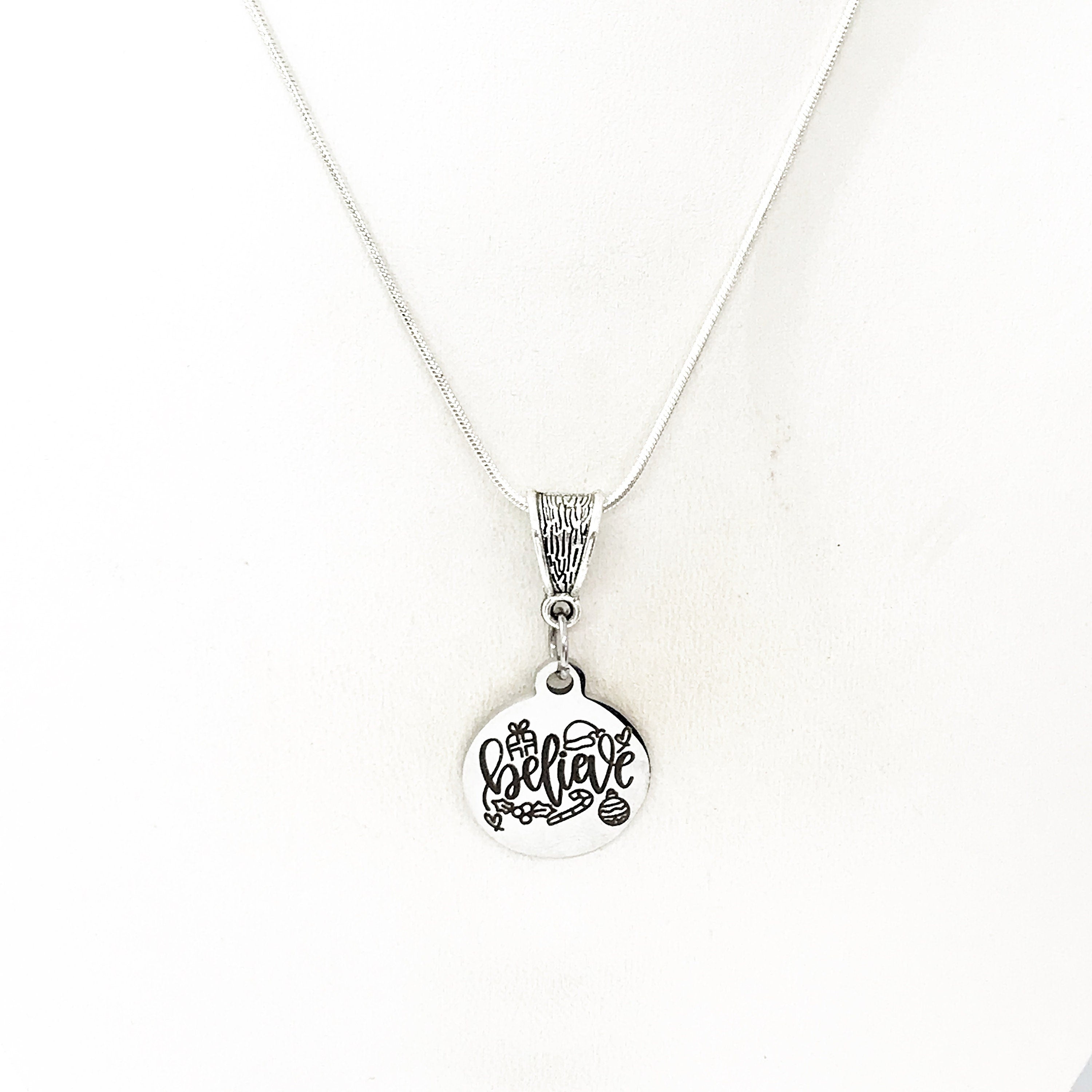 Christmas Jewelry, Believe Necklace, Christmas Necklace, Affirmation Jewelry, Affirmation Words, Christmas Gifts, Believe Jewelry