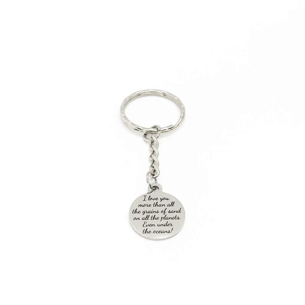 Love Gift, I Love You More Keychain, Than All The Grains Of Sand, Love Quote, Daughter Gift, Son Gift, Husband Gift, Wife Gift, Love Charm