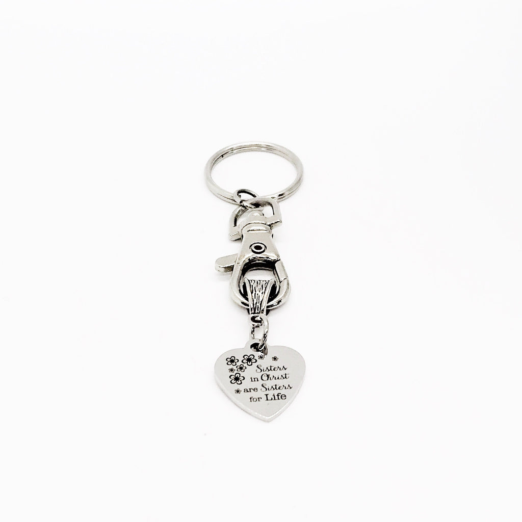 Christian Gift, Sisters In Christ Are Sisters For Life Keychain, Christian Woman Keychain, Bible Study Group, Faith Gift, C309