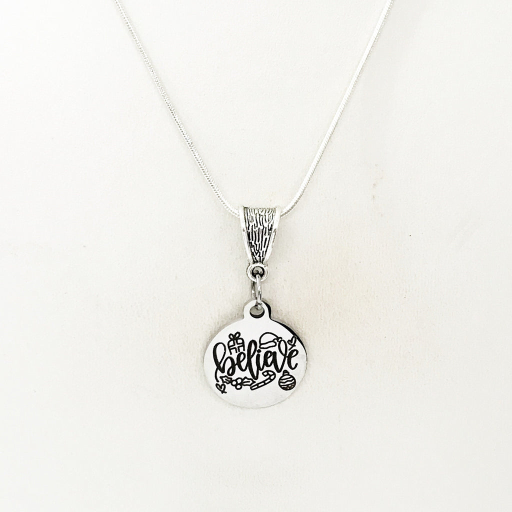 Christmas Jewelry, Believe Necklace, Christmas Necklace, Affirmation Jewelry, Affirmation Words, Christmas Gifts, Believe Jewelry