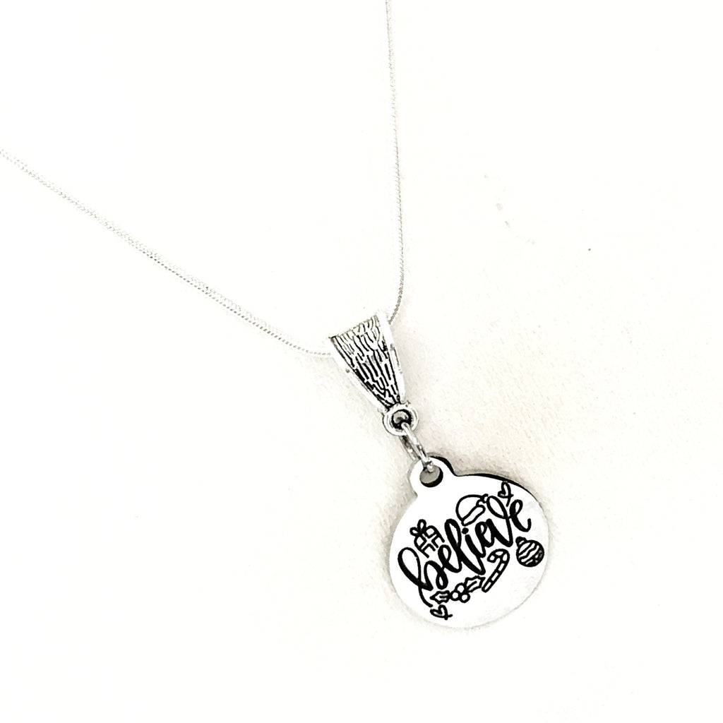 Christmas Jewelry, Believe Necklace, Christmas Necklace, Affirmation Jewelry, Affirmation Words, Christmas Gifts, Believe Jewelry