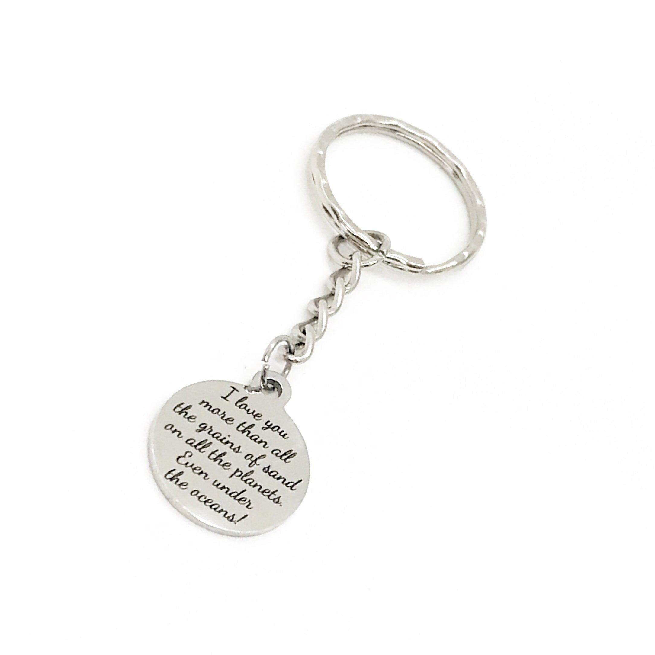 Love Gift, I Love You More Keychain, Than All The Grains Of Sand, Love Quote, Daughter Gift, Son Gift, Husband Gift, Wife Gift, Love Charm