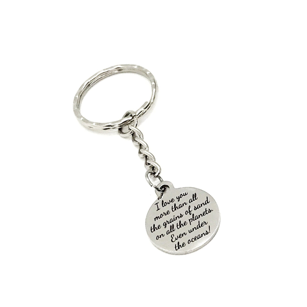 Love Gift, I Love You More Keychain, Than All The Grains Of Sand, Love Quote, Daughter Gift, Son Gift, Husband Gift, Wife Gift, Love Charm