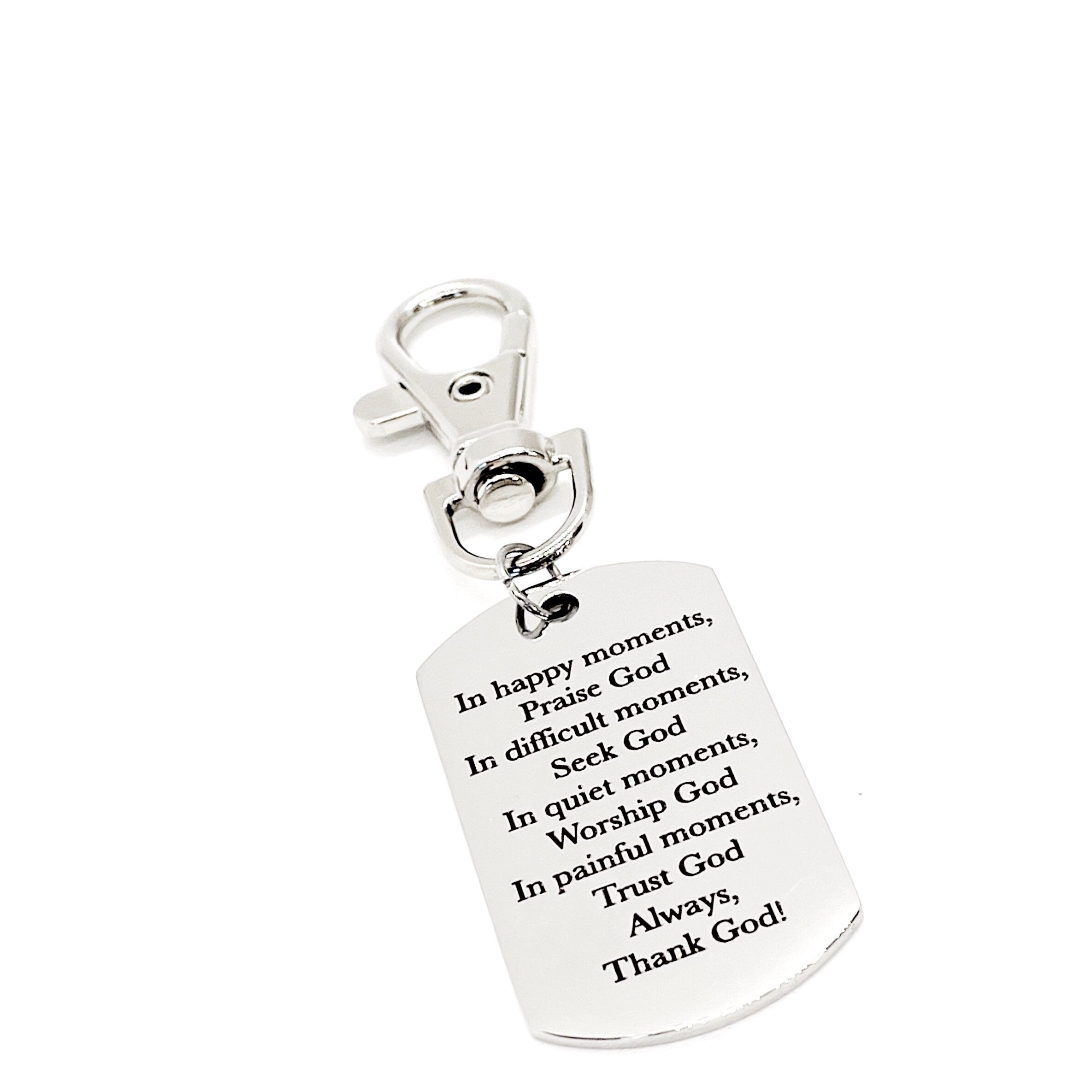 Faith Gift, Praise God, Trust God, Thank God Clip On Charm, Faith Quote, Pastor Gift, Deacon Gift, Christian Father, Christian Husband