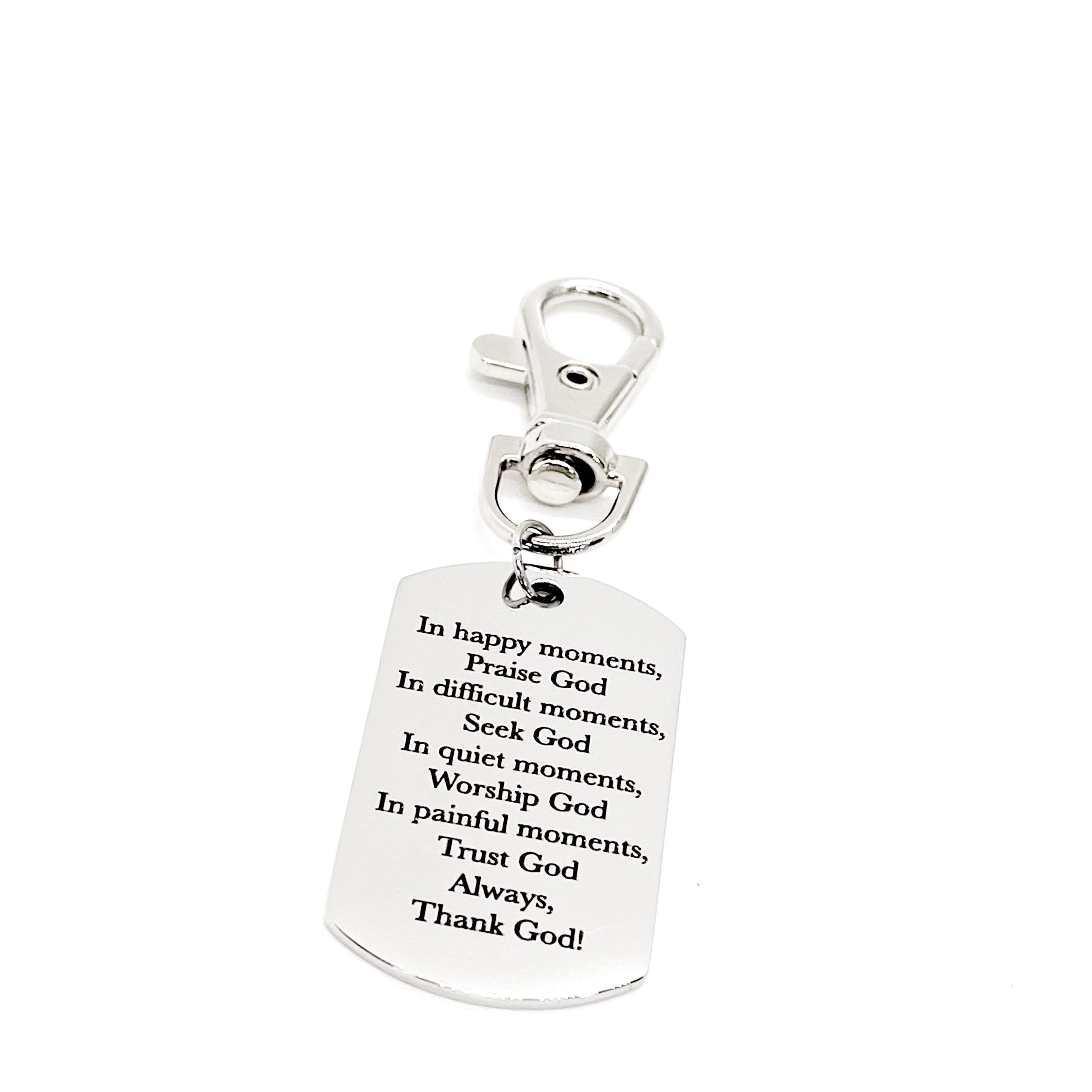 Faith Gift, Praise God, Trust God, Thank God Clip On Charm, Faith Quote, Pastor Gift, Deacon Gift, Christian Father, Christian Husband