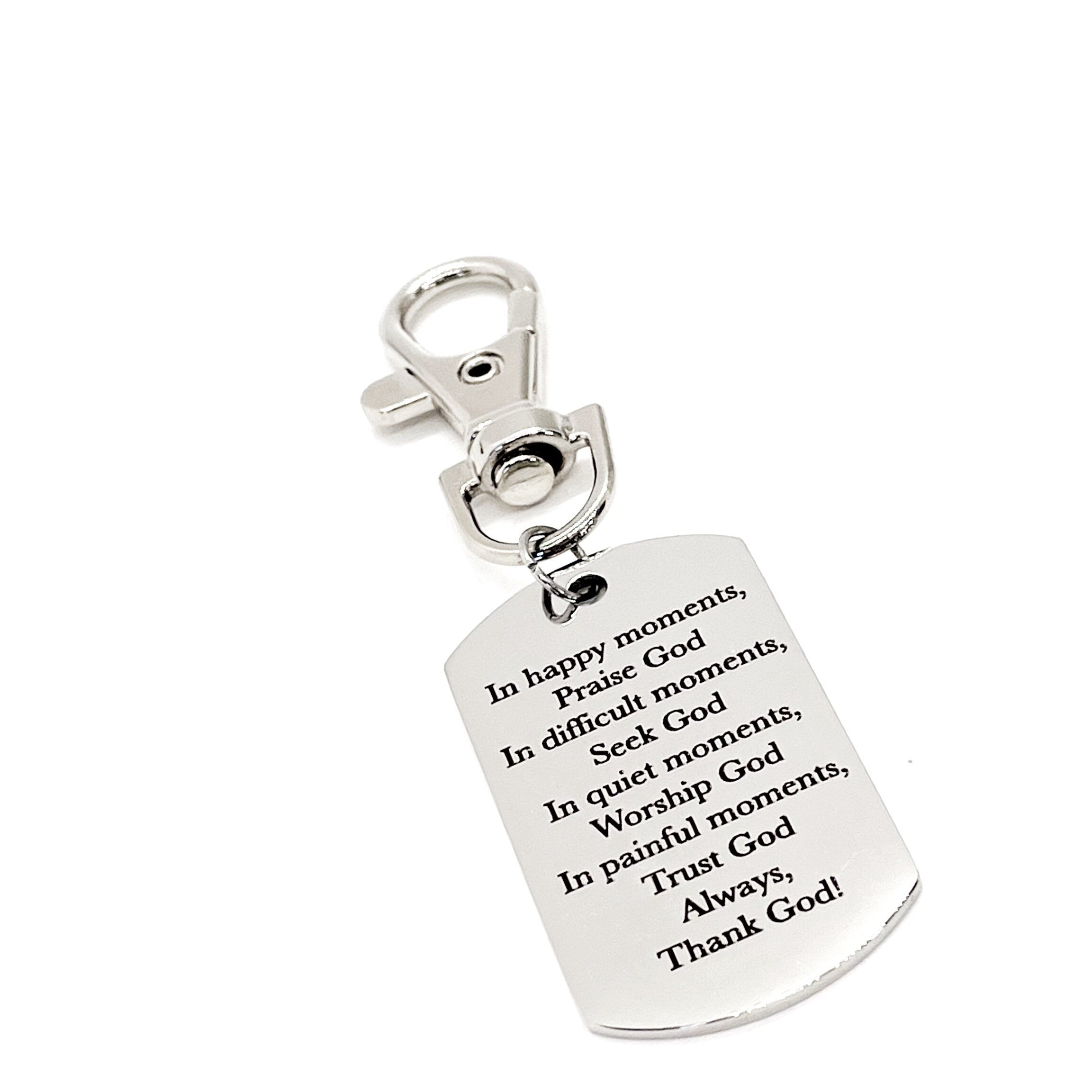 Faith Gift, Praise God, Trust God, Thank God Clip On Charm, Faith Quote, Pastor Gift, Deacon Gift, Christian Father, Christian Husband