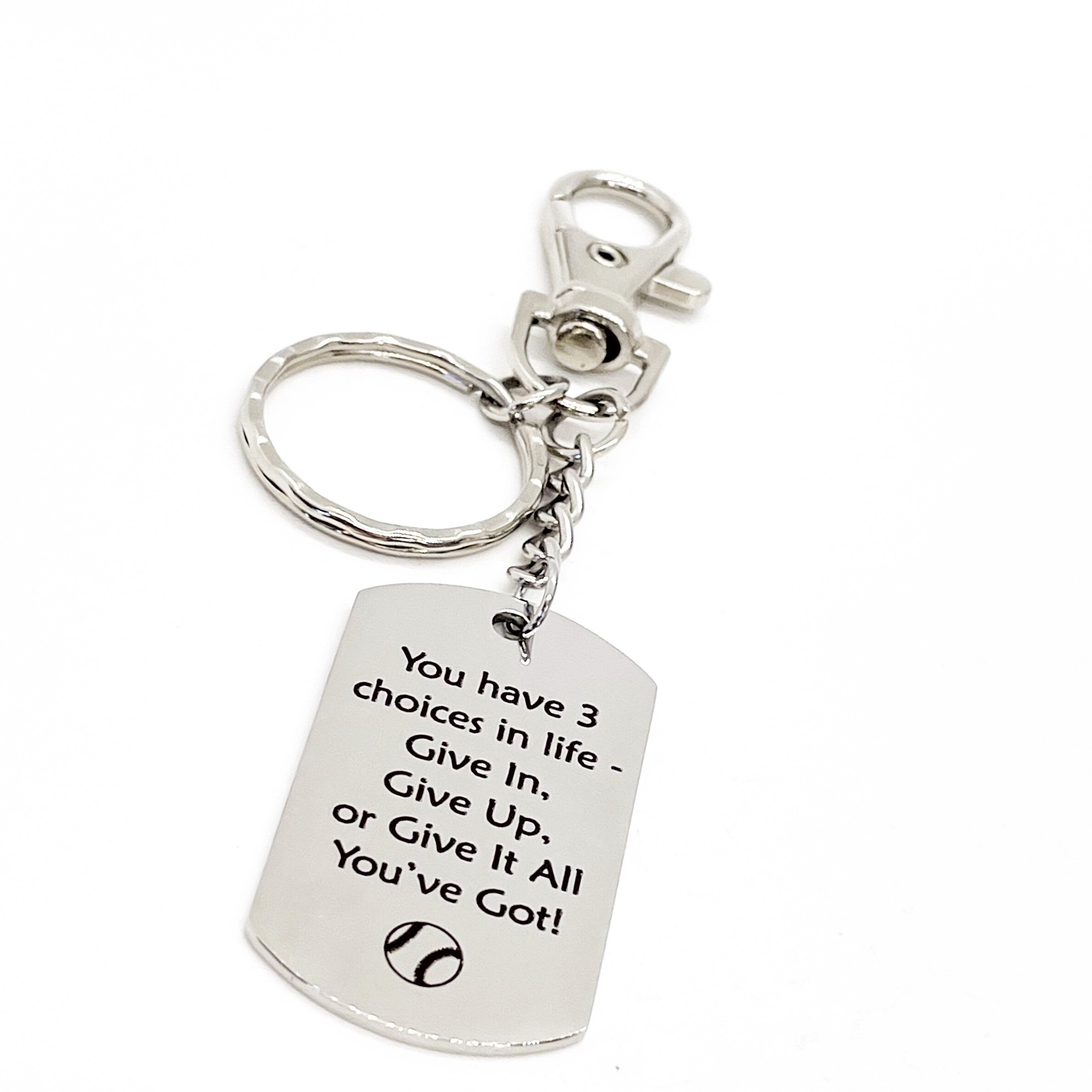 Baseball Player Gift, Three Choices In Life Keychain, Give It All You’ve Got, Motivating Him, Encouragement Gift, Motivating Quote, Son Gift