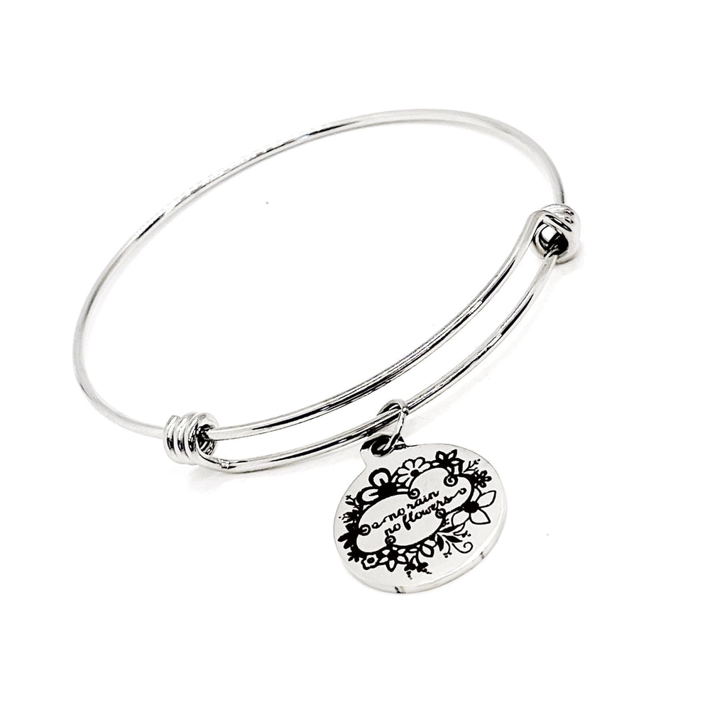 Sympathy Gift, No Rain No Flowers Bracelet, Tough Times Gift, Moving On Gift, Loss Gift, Divorce Gift, Wife Gift, Daughter Gift For Her
