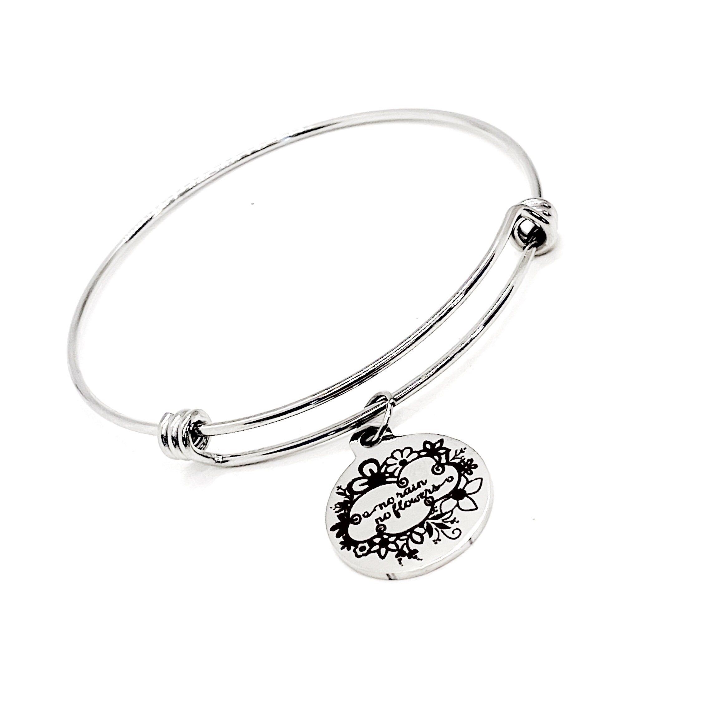 Sympathy Gift, No Rain No Flowers Bracelet, Tough Times Gift, Moving On Gift, Loss Gift, Divorce Gift, Wife Gift, Daughter Gift For Her