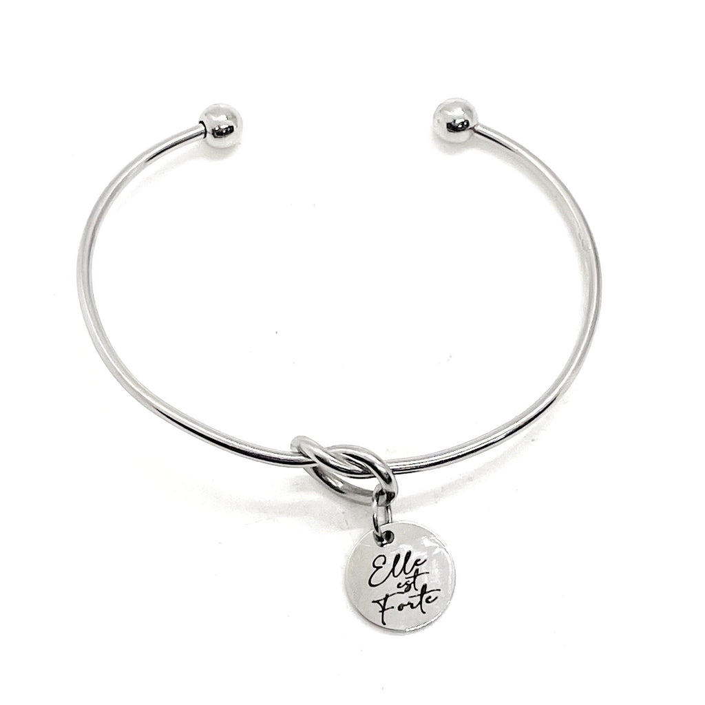 Strong Woman Gift, Elle Est Forte Bracelet, Charm Bracelet, Daughter Gift, Wife Gift, Strong Woman Jewelry, Gift For Her, Graduation Gift