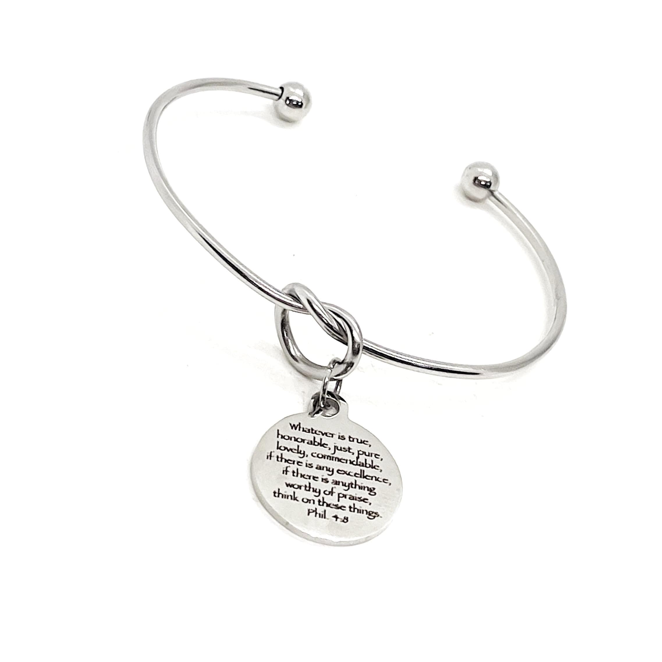 Scripture Gift, Think On These Things Charm Bracelet, Philippians 4 8 Charm Bracelet, Graduation Gift,  Daughter Gift, Wedding Jewelry Gift