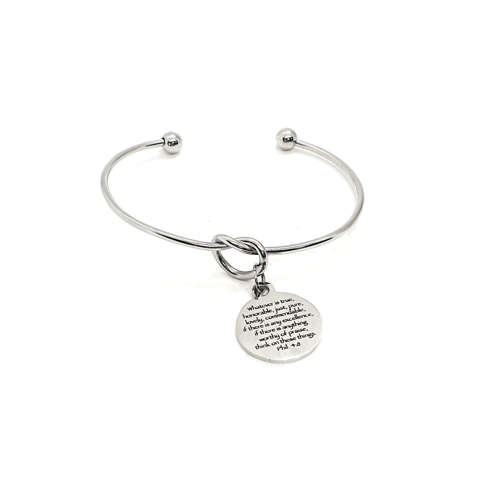 Scripture Gift, Think On These Things Charm Bracelet, Philippians 4 8 Charm Bracelet, Graduation Gift,  Daughter Gift, Wedding Jewelry Gift