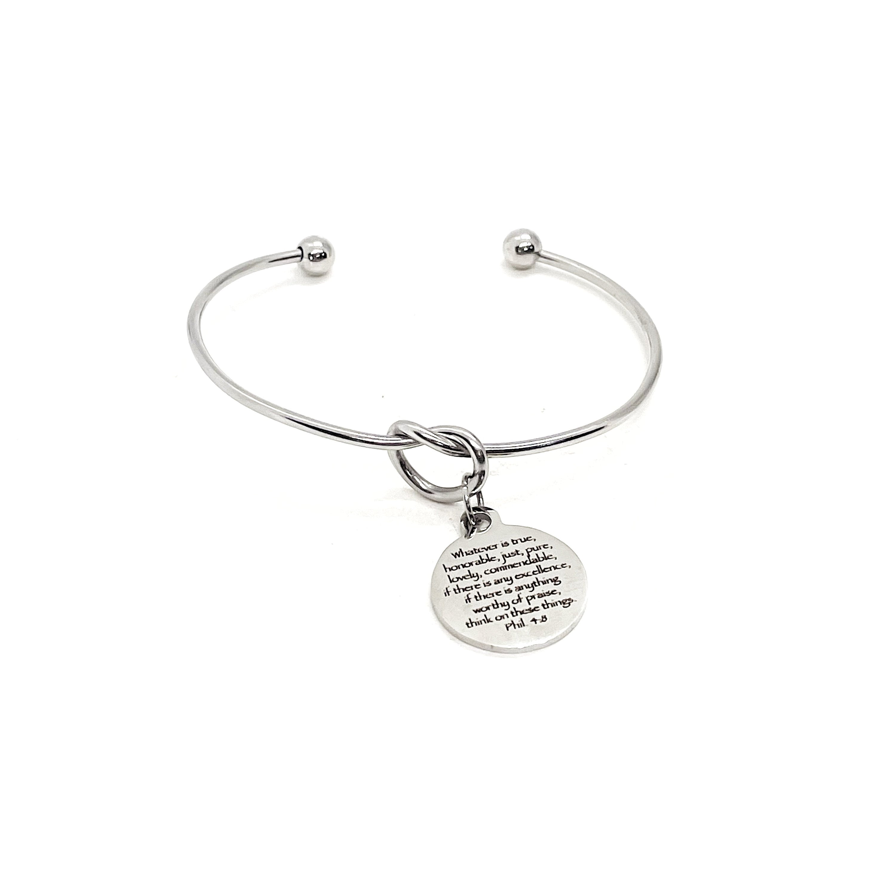 Scripture Gift, Think On These Things Charm Bracelet, Philippians 4 8 Charm Bracelet, Graduation Gift,  Daughter Gift, Wedding Jewelry Gift