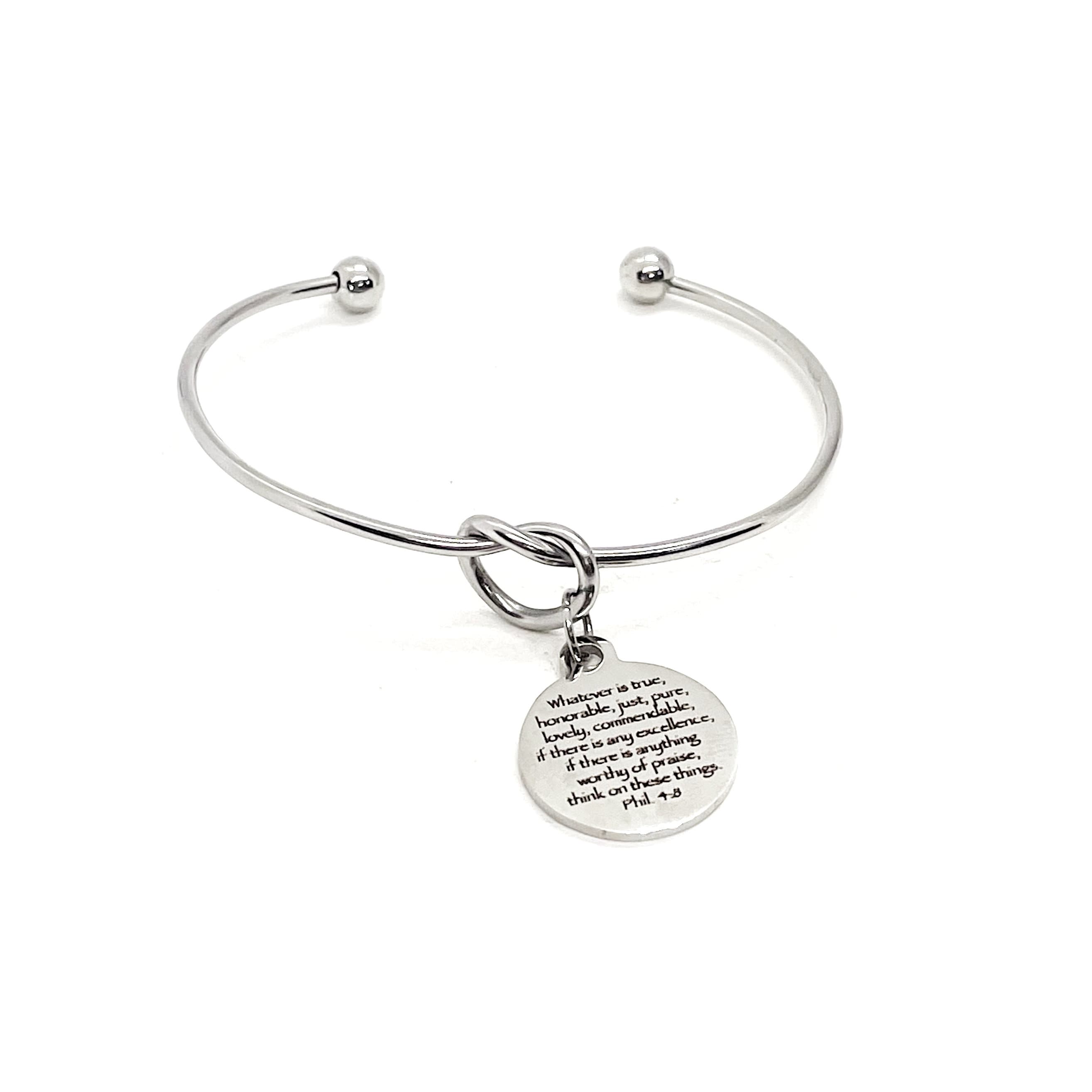 Scripture Gift, Think On These Things Charm Bracelet, Philippians 4 8 Charm Bracelet, Graduation Gift,  Daughter Gift, Wedding Jewelry Gift
