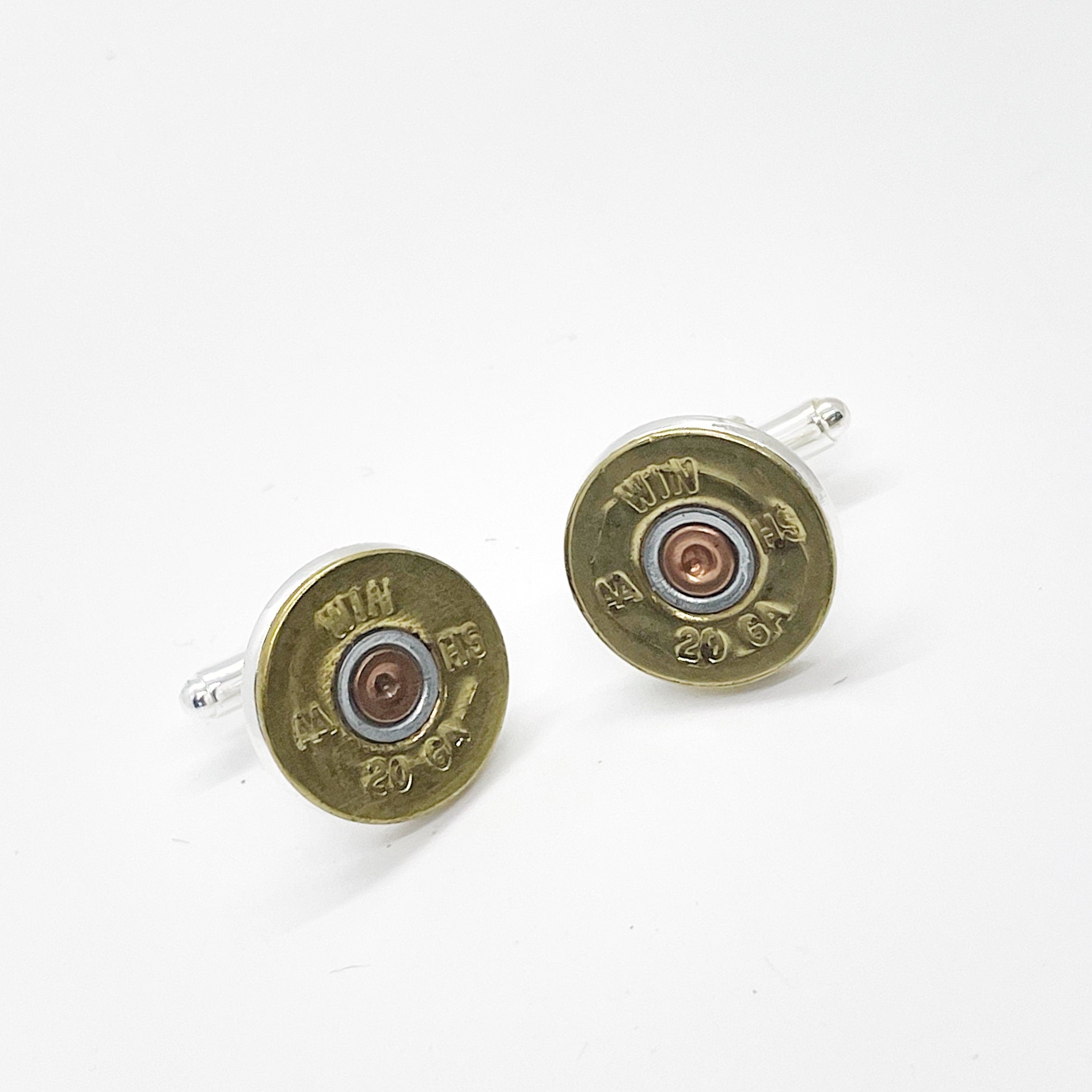 20 Gauge Shotgun Shell Head Cuff Links; Shooting Sports Jewelry; Shotgun Shell Jewelry; Shotgun Shell Cuff Links