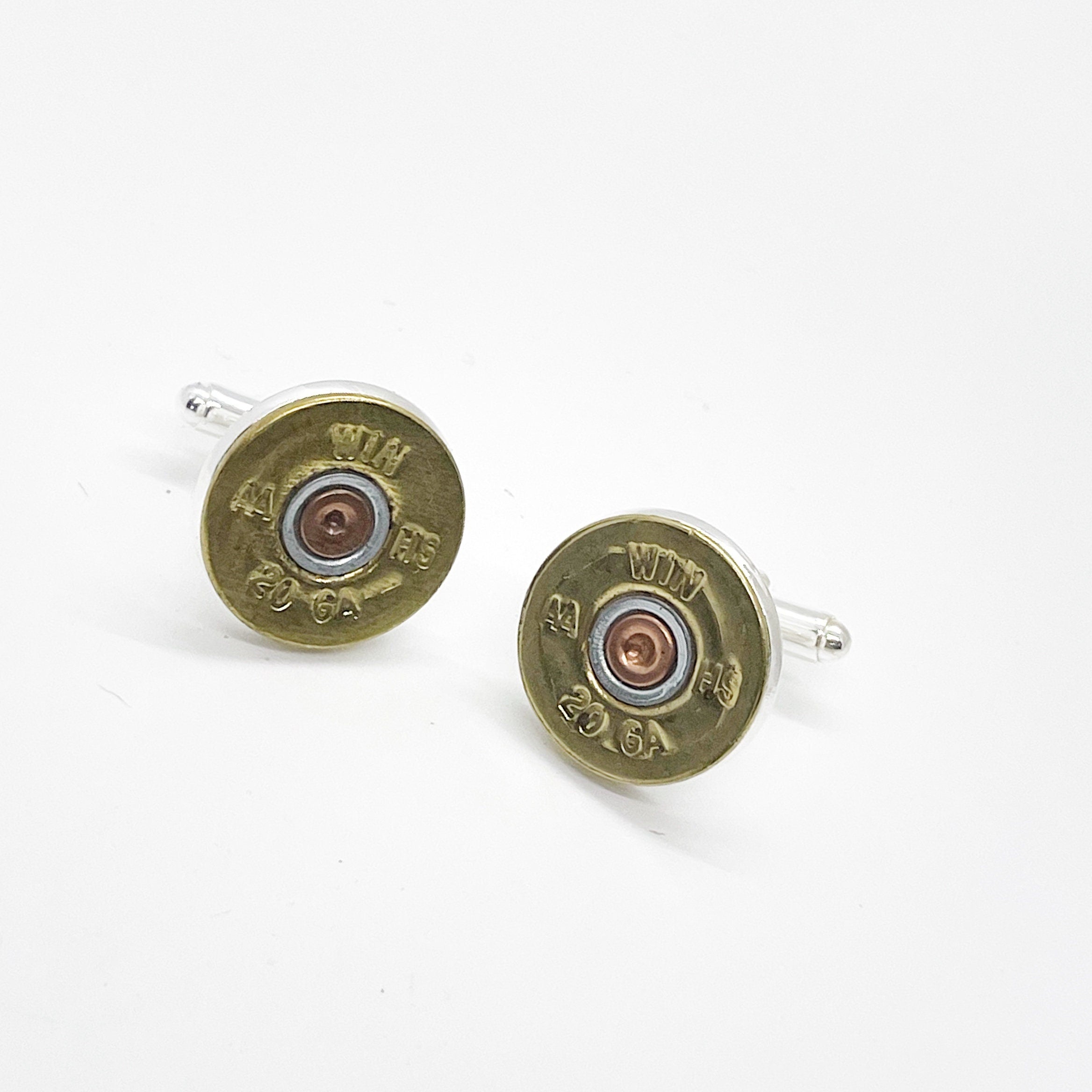 20 Gauge Shotgun Shell Head Cuff Links; Shooting Sports Jewelry; Shotgun Shell Jewelry; Shotgun Shell Cuff Links