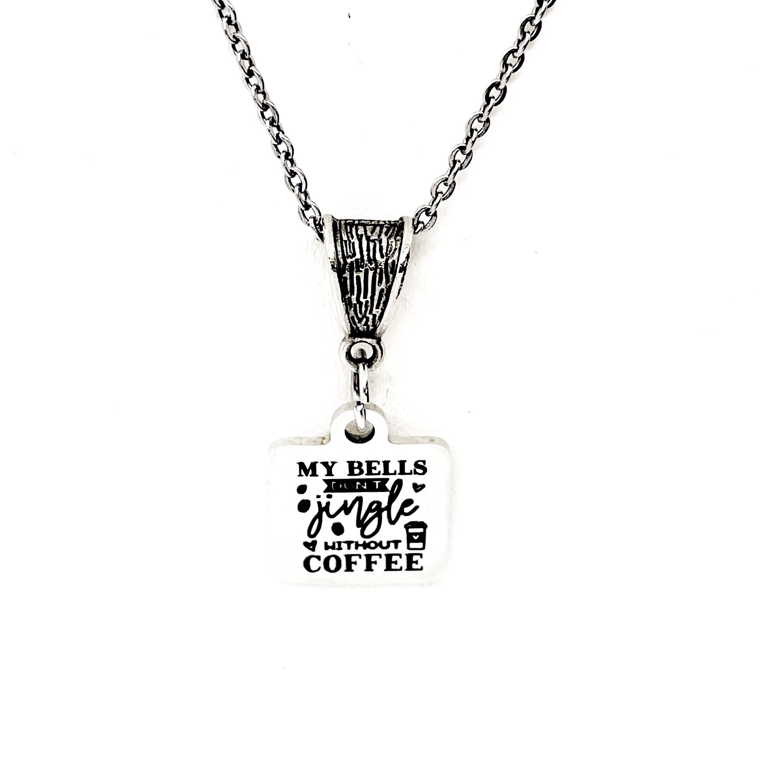 Coffee Lover Gift, My Bells Don’t Jingle Without Coffee Necklace, Coffee Club Gifts, Wife Gifts, Gift For Her, Christmas Jewelry Gifts
