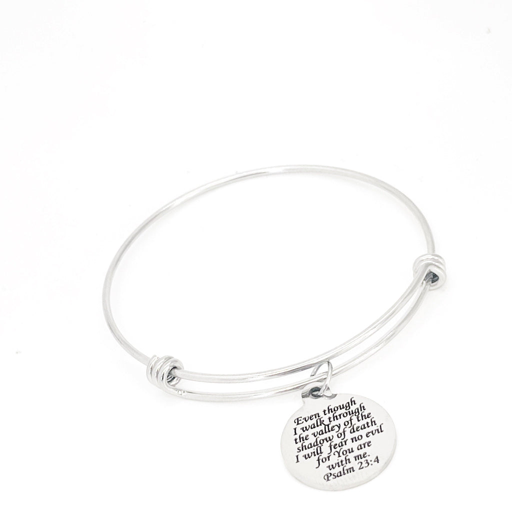 Scripture Gift, I will Fear No Evil, The Lord Is With Me Charm Bracelet, 23rd Psalm, Scripture Quote, Bible Verse Gift For Her