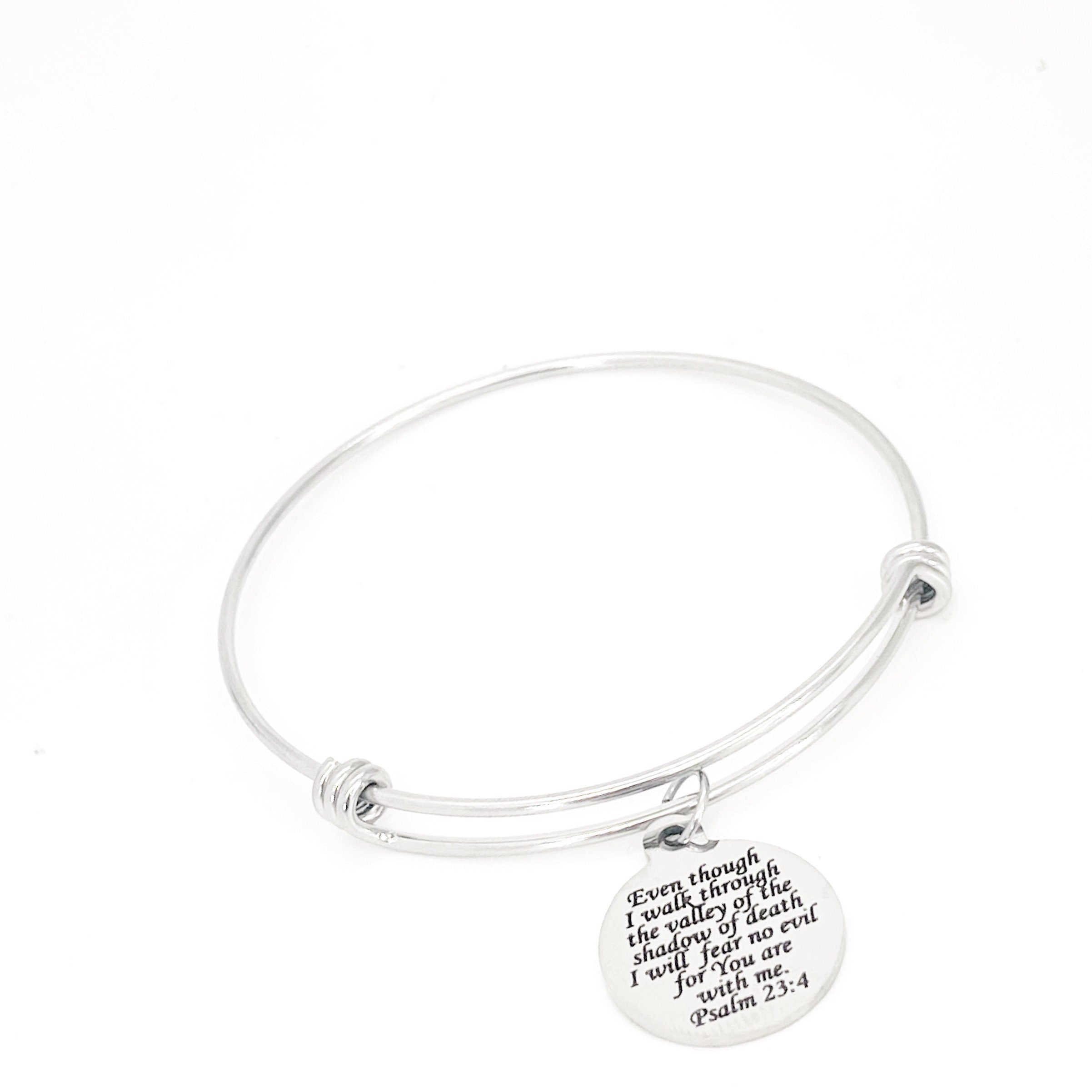 Scripture Gift, I will Fear No Evil, The Lord Is With Me Charm Bracelet, 23rd Psalm, Scripture Quote, Bible Verse Gift For Her