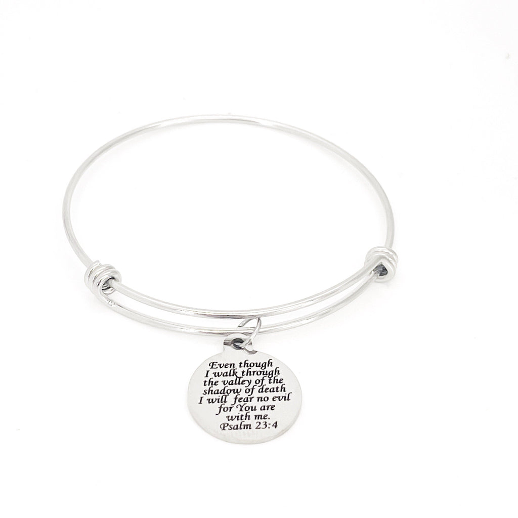 Scripture Gift, I will Fear No Evil, The Lord Is With Me Charm Bracelet, 23rd Psalm, Scripture Quote, Bible Verse Gift For Her