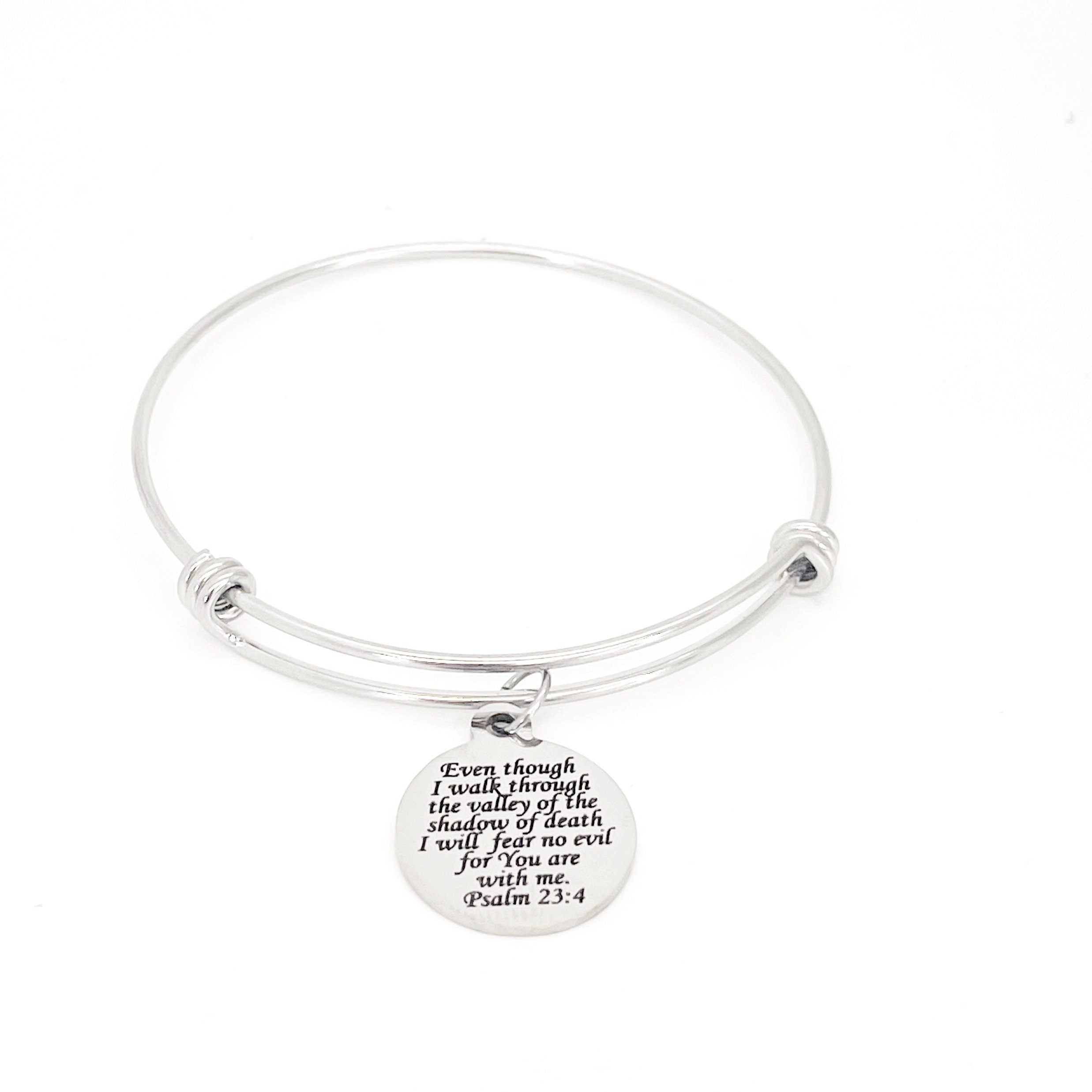 Scripture Gift, I will Fear No Evil, The Lord Is With Me Charm Bracelet, 23rd Psalm, Scripture Quote, Bible Verse Gift For Her