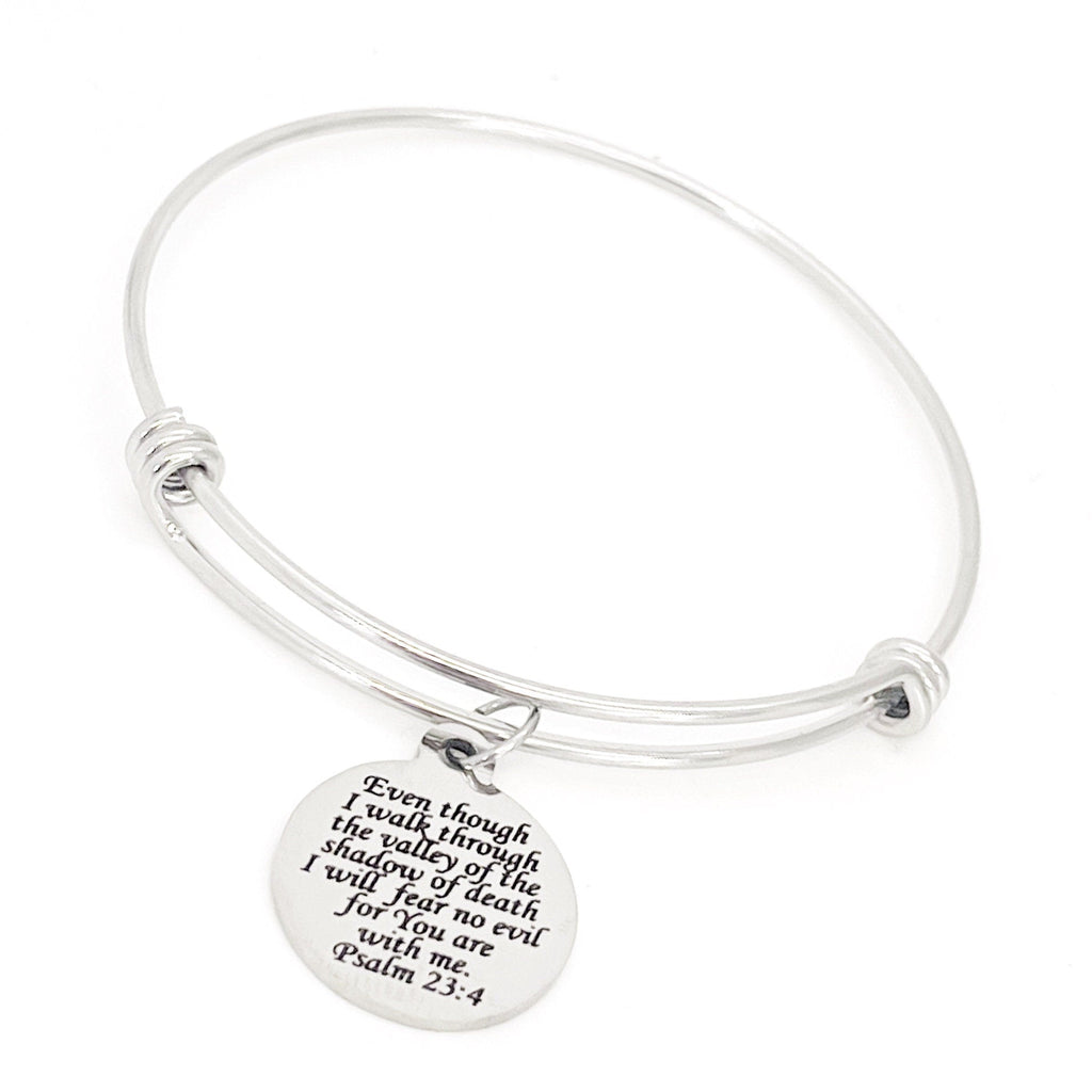 Scripture Gift, I will Fear No Evil, The Lord Is With Me Charm Bracelet, 23rd Psalm, Scripture Quote, Bible Verse Gift For Her