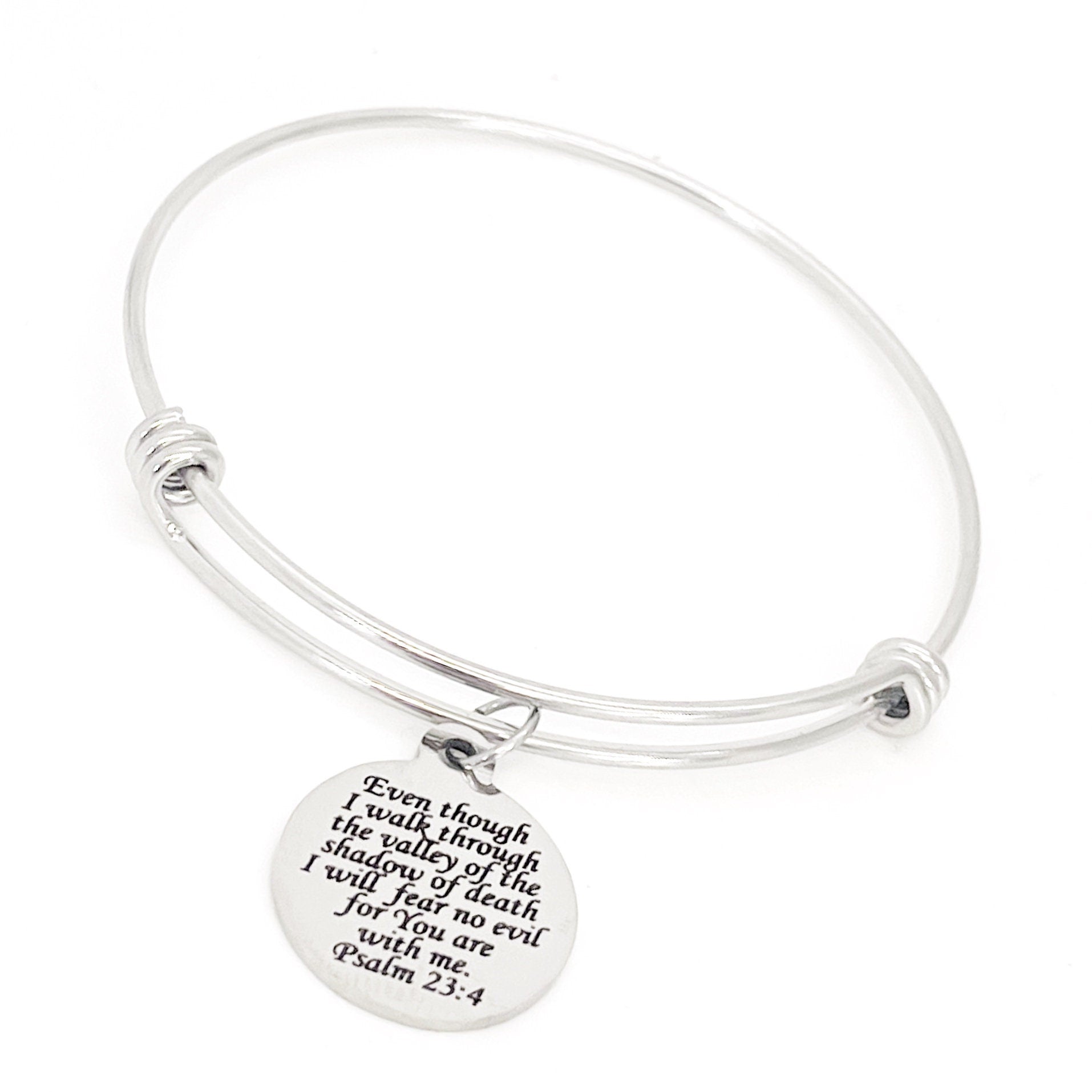 Scripture Gift, I will Fear No Evil, The Lord Is With Me Charm Bracelet, 23rd Psalm, Scripture Quote, Bible Verse Gift For Her
