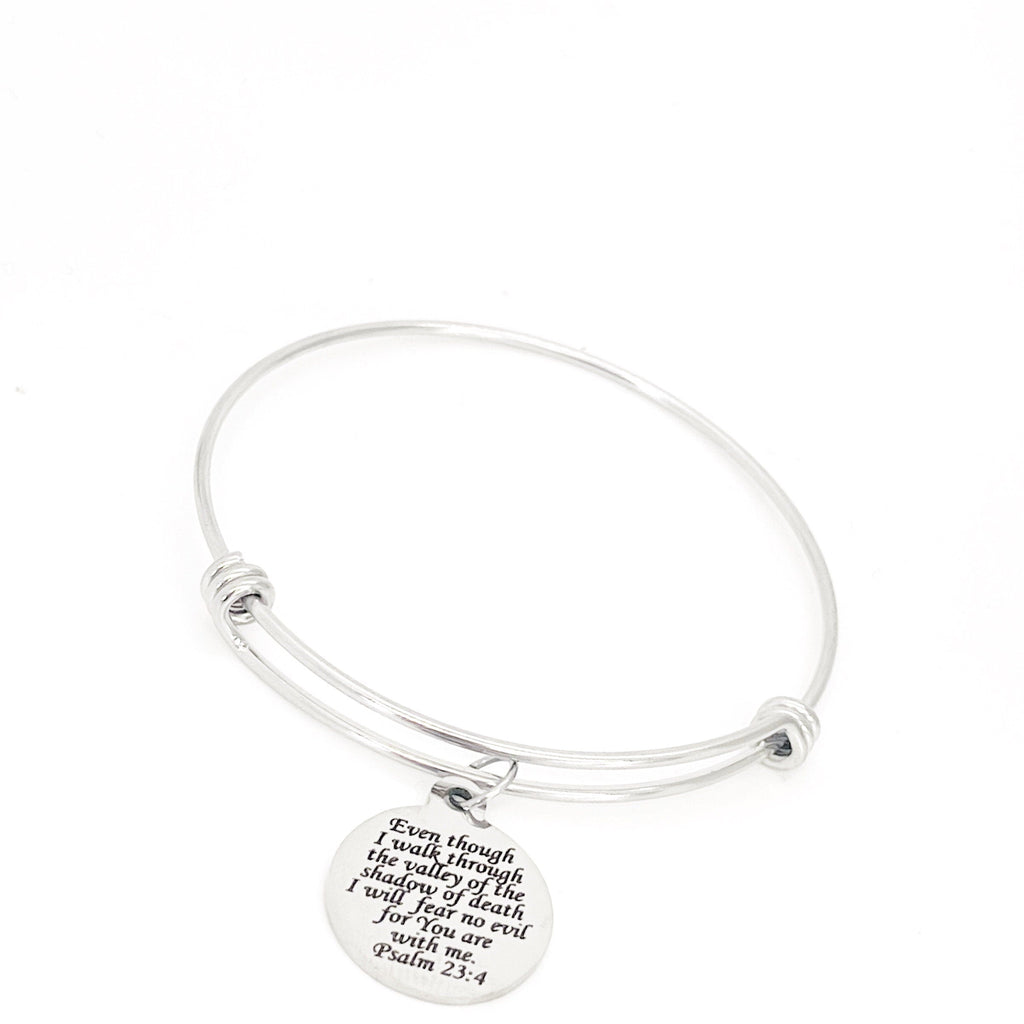 Scripture Gift, I will Fear No Evil, The Lord Is With Me Charm Bracelet, 23rd Psalm, Scripture Quote, Bible Verse Gift For Her