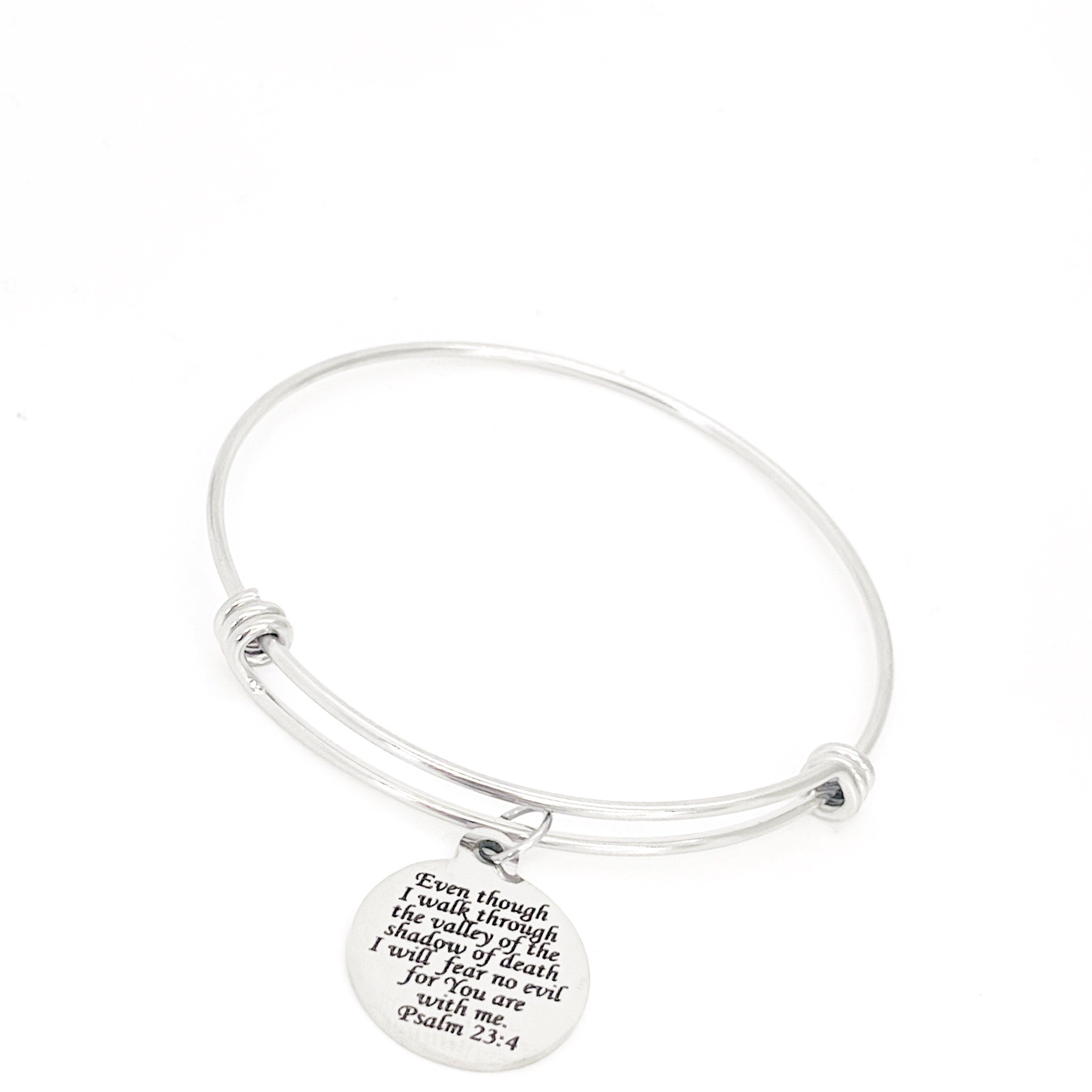 Scripture Gift, I will Fear No Evil, The Lord Is With Me Charm Bracelet, 23rd Psalm, Scripture Quote, Bible Verse Gift For Her