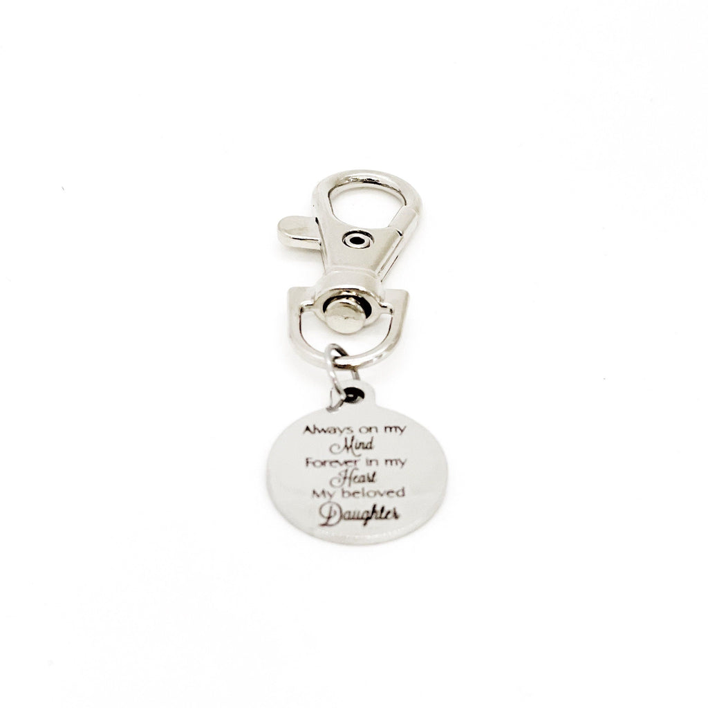 Daughter Memorial, Always On My Mind, Forever In My Heart, My Beloved Daughter Clip On Charm, Remembering Her, Loss of Daughter, Sympathy