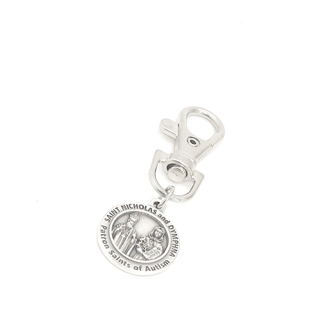 Patron Saint Gifts, Saint Nicholas and Dymphna Clip On Charm, Patron Saints of Autism, Autism Gifts, Autism Charm