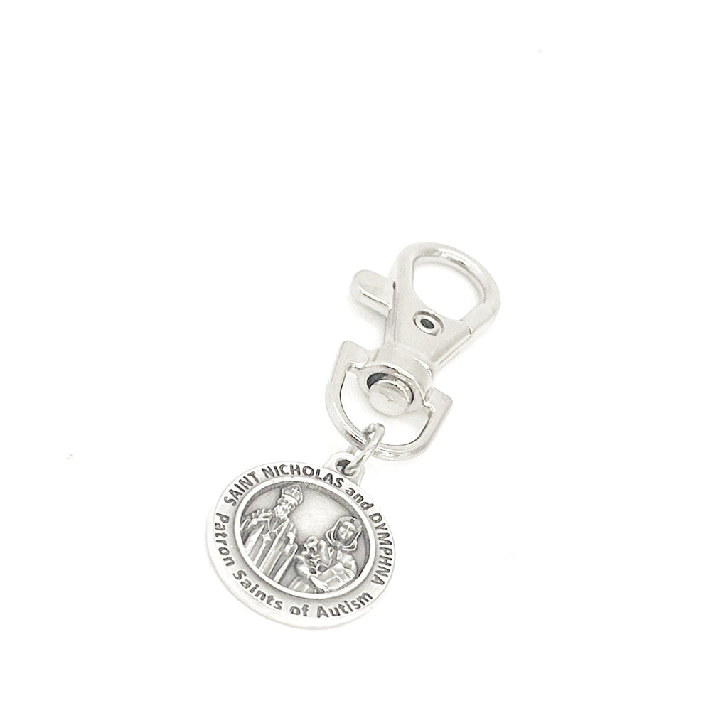 Patron Saint Gifts, Saint Nicholas and Dymphna Clip On Charm, Patron Saints of Autism, Autism Gifts, Autism Charm