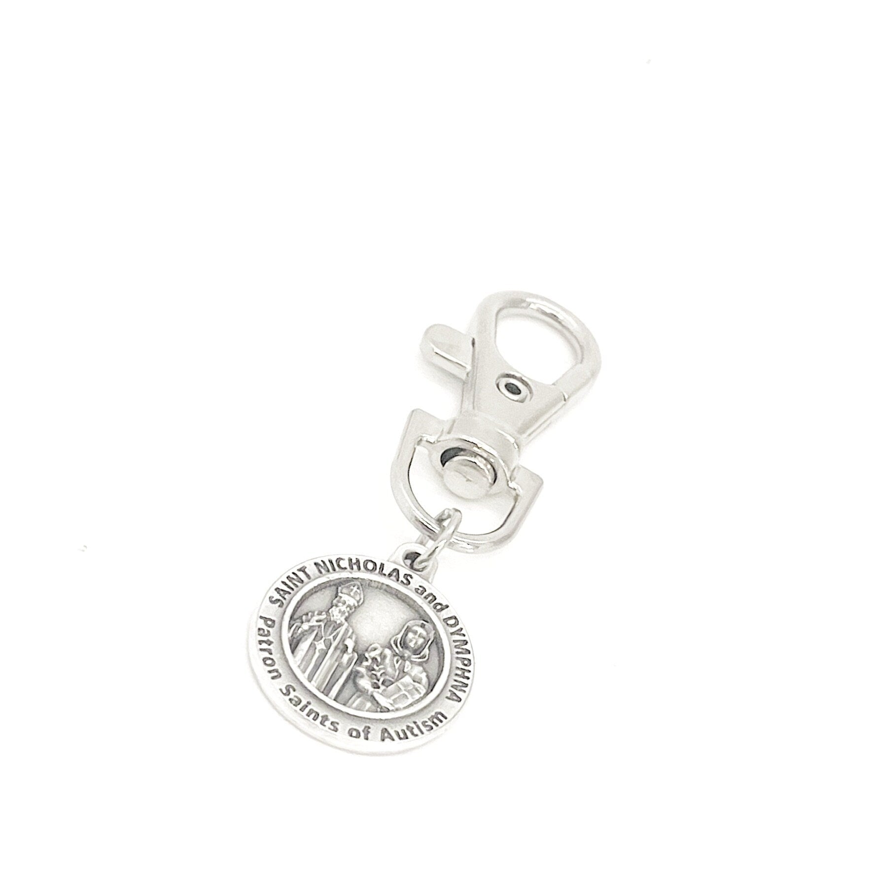 Patron Saint Gifts, Saint Nicholas and Dymphna Clip On Charm, Patron Saints of Autism, Autism Gifts, Autism Charm