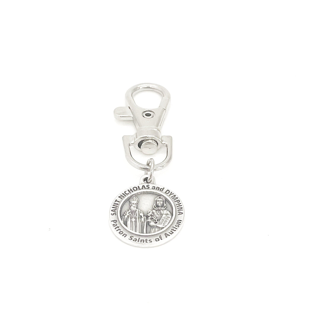 Patron Saint Gifts, Saint Nicholas and Dymphna Clip On Charm, Patron Saints of Autism, Autism Gifts, Autism Charm