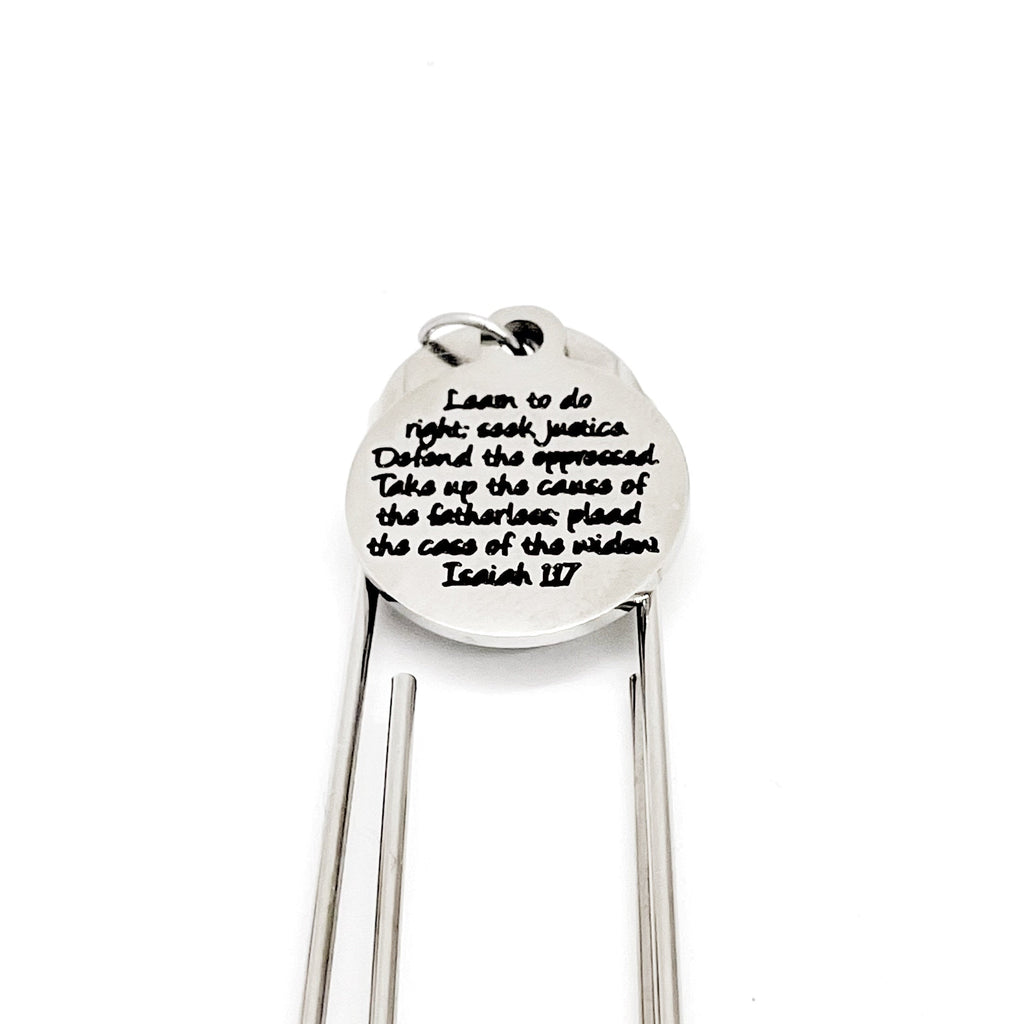 Faith Gifts, Do Right, Seek Justice, Defend Oppressed Charm Bookmark, Isaiah 1 17 Gift, Social Worker Gifts, Defense Attorney Gifts