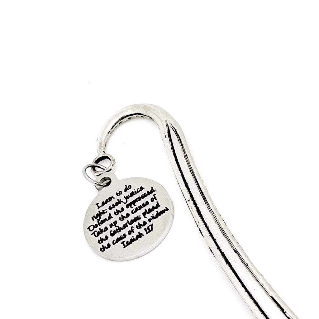 Scripture Quote, Learn To Do Right, Seek Justice, Defend the Oppressed Charm Bookmark, Faith Gift, Reader Gift, Bible Bookmark, Gift For Her