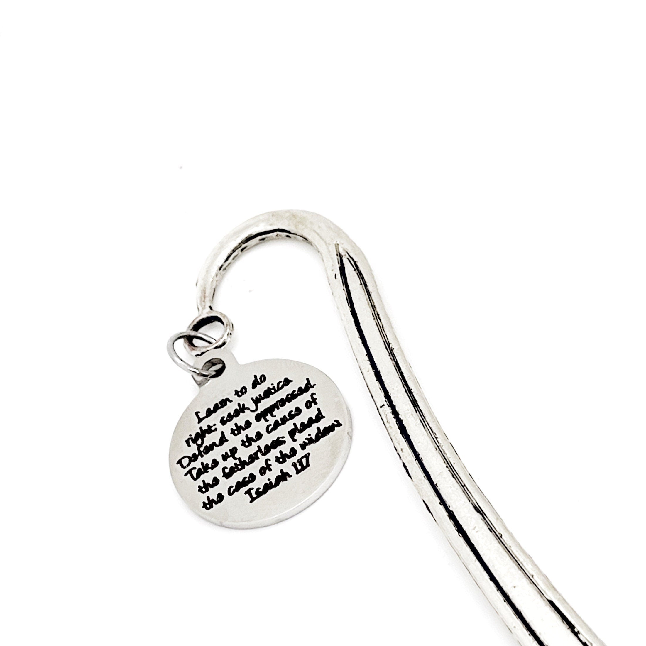 Scripture Quote, Learn To Do Right, Seek Justice, Defend the Oppressed Charm Bookmark, Faith Gift, Reader Gift, Bible Bookmark, Gift For Her